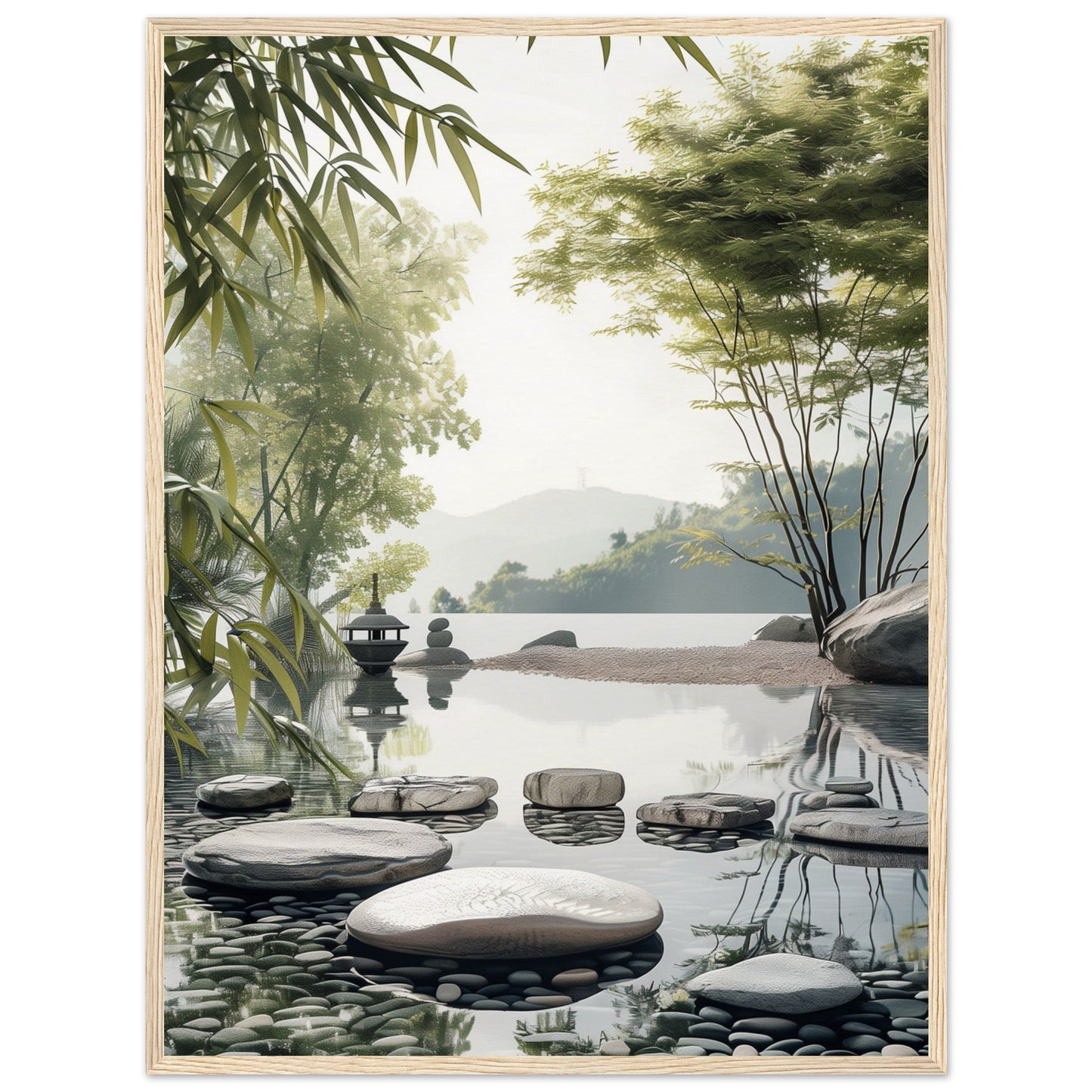 Poster Paysage Zen ( 60x80-cm-Bois-clair)