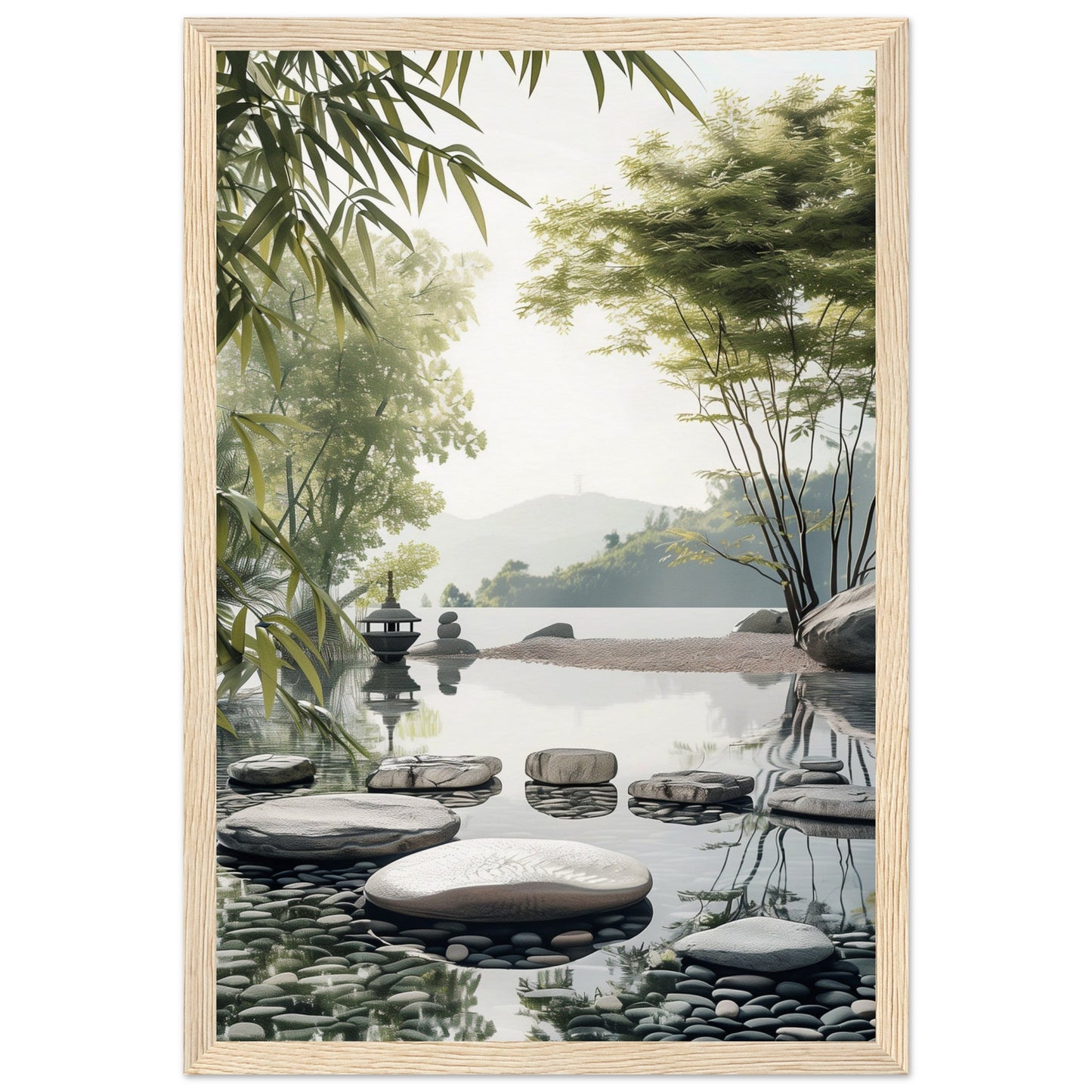 Poster Paysage Zen ( 30x45-cm-Bois-clair)