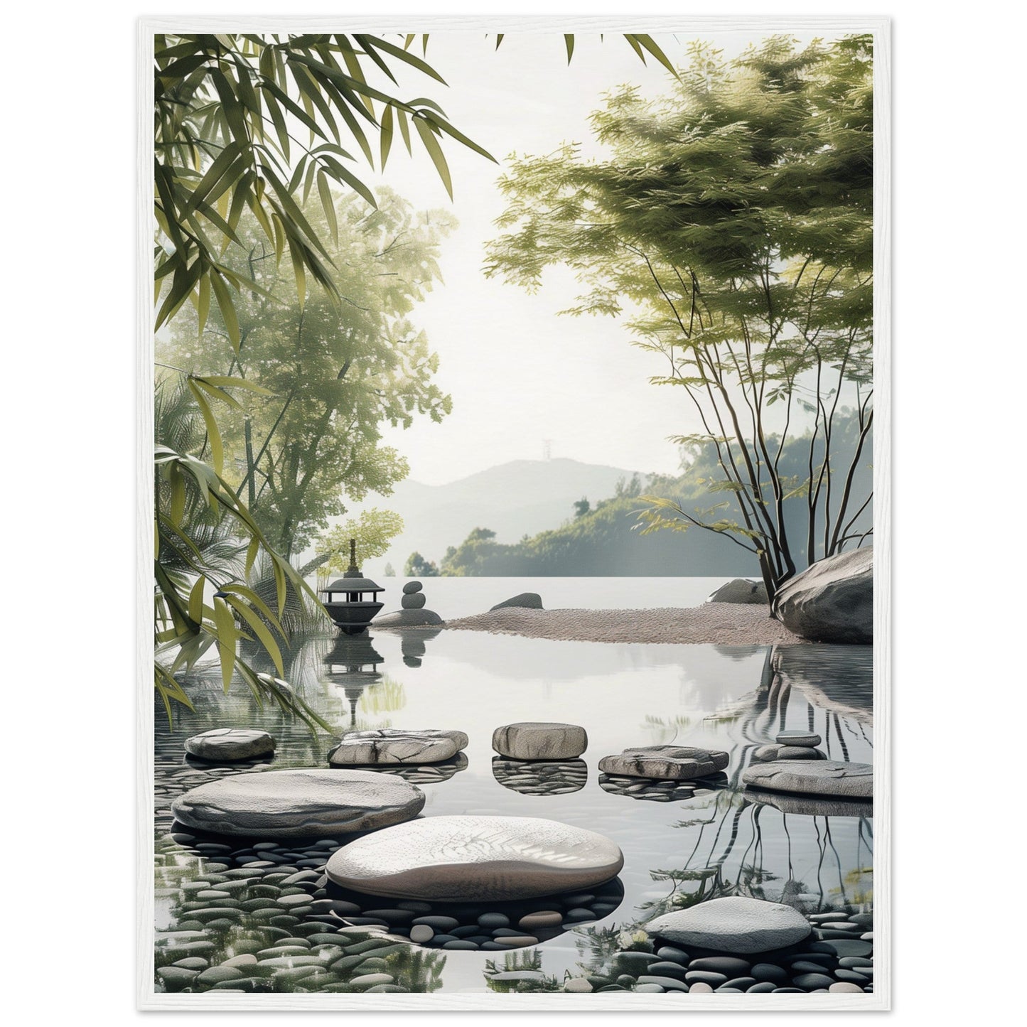 Poster Paysage Zen ( 60x80-cm-Bois-blanc)