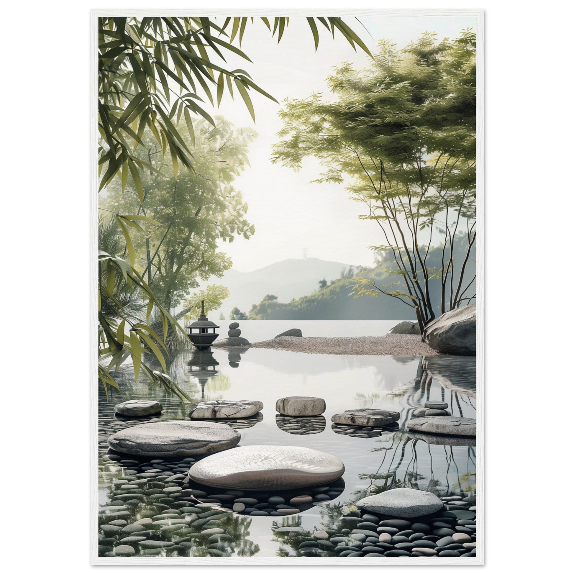 Poster Paysage Zen ( 70x100-cm-Bois-blanc)