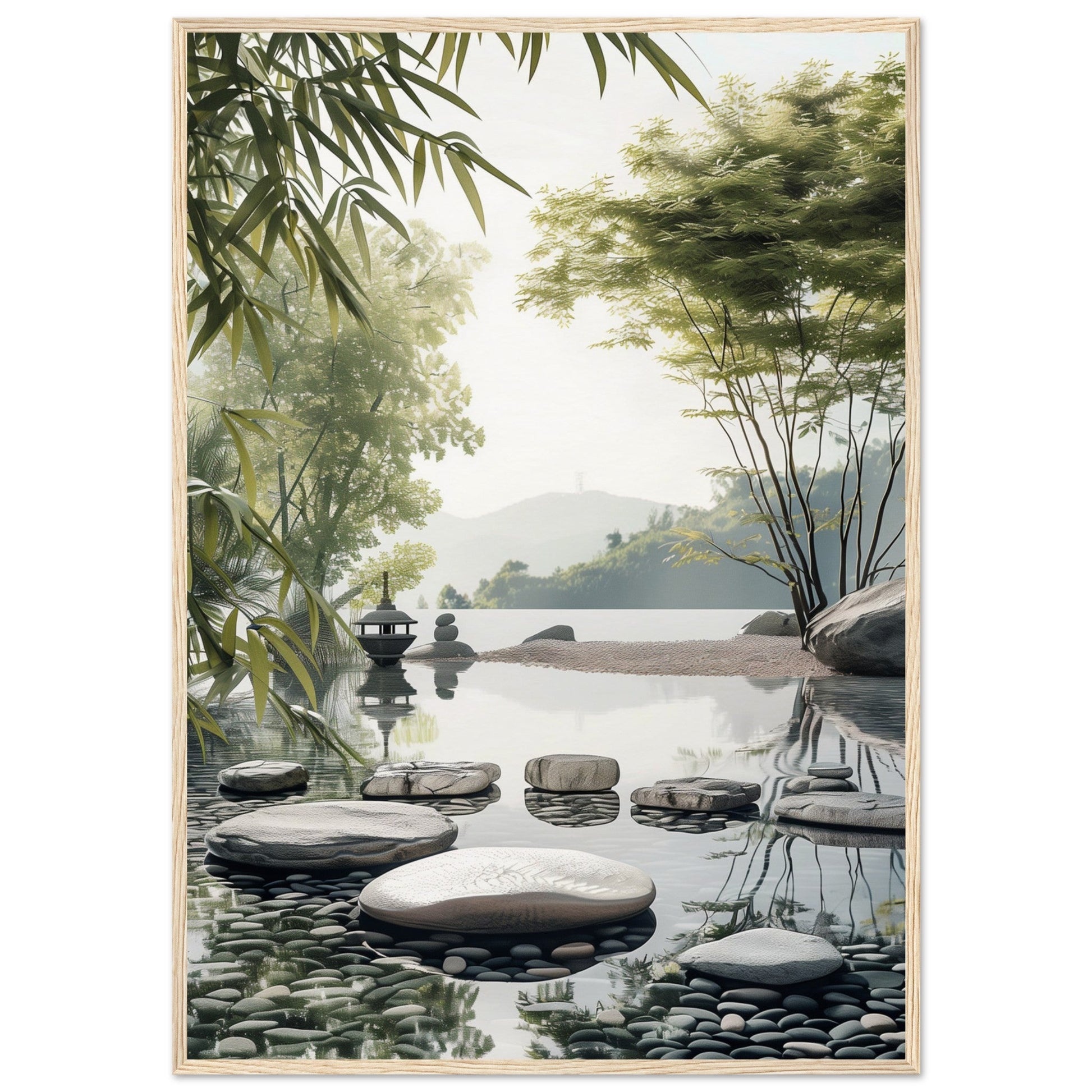 Poster Paysage Zen ( 70x100-cm-Bois-clair)