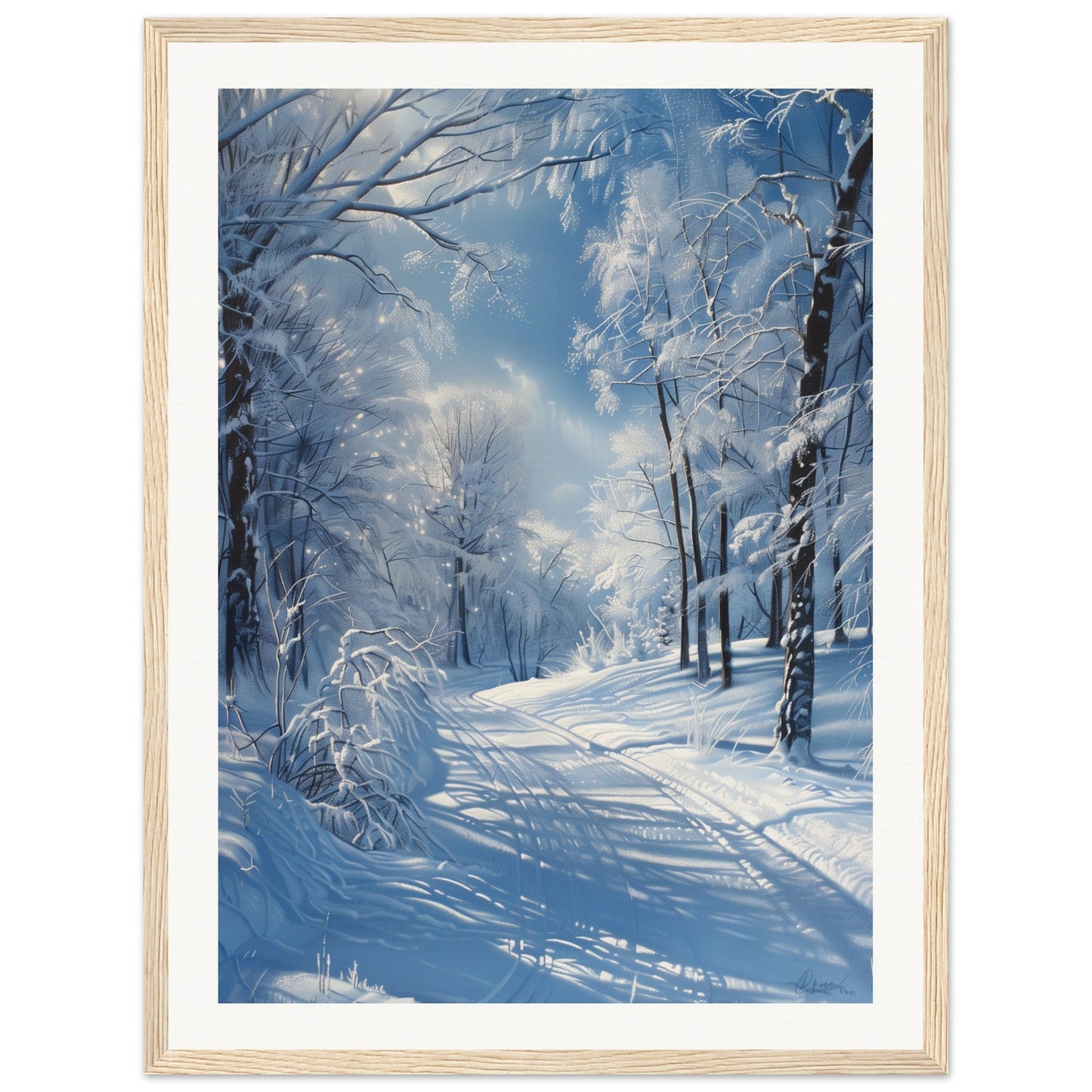 Poster Paysage de Neige ( 45x60-cm-Bois-clair)