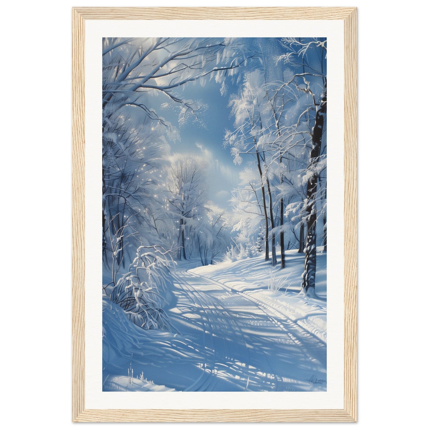 Poster Paysage de Neige ( 30x45-cm-Bois-clair)