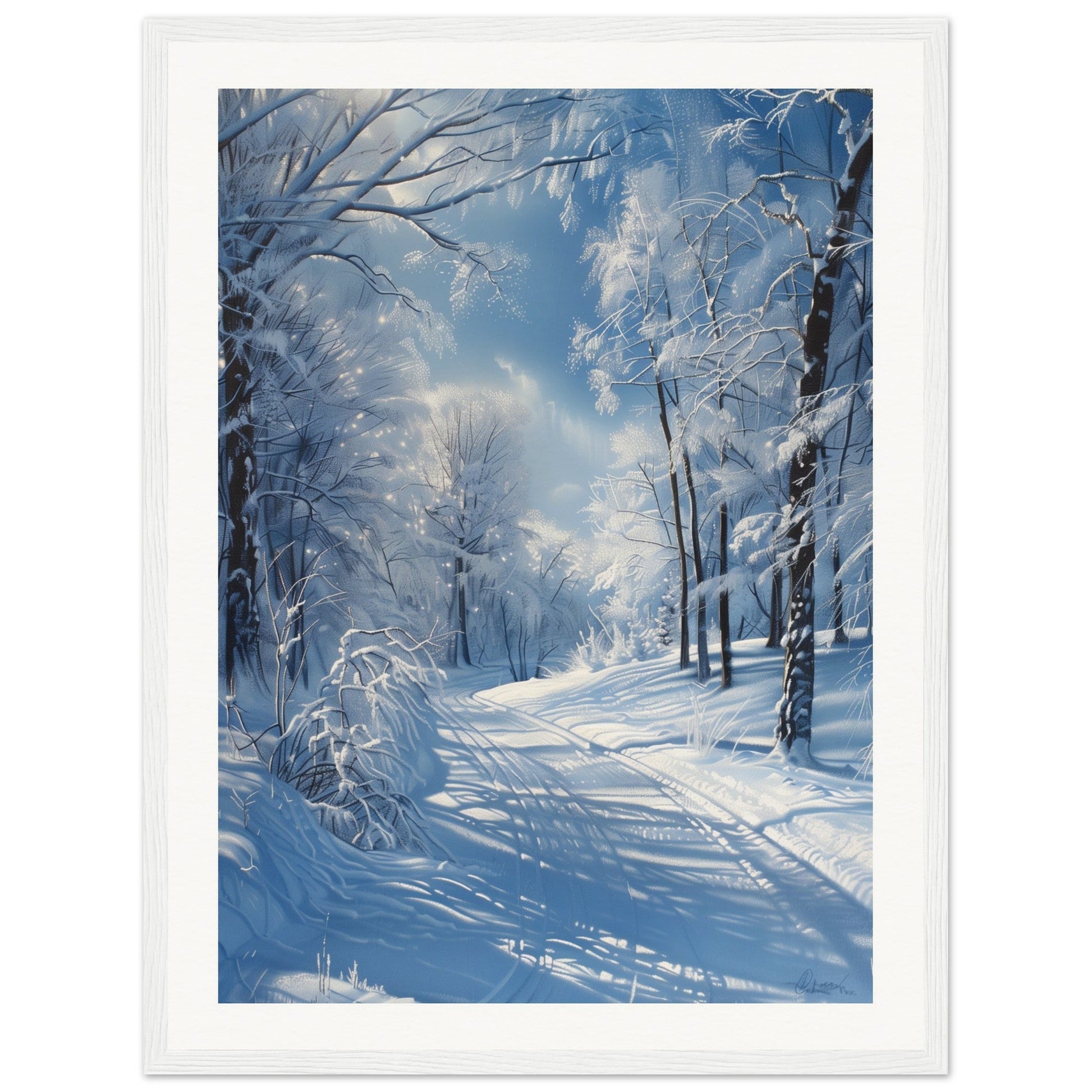 Poster Paysage de Neige ( 45x60-cm-Bois-blanc)