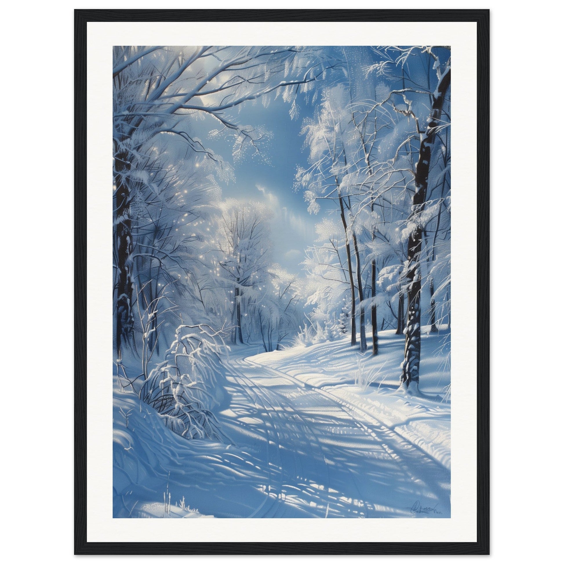 Poster Paysage de Neige ( 45x60-cm-Bois-noir)