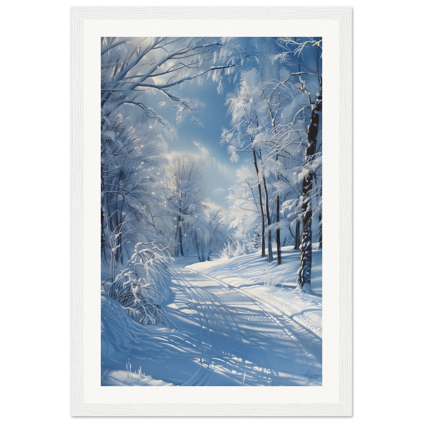 Poster Paysage de Neige ( 30x45-cm-Bois-blanc)