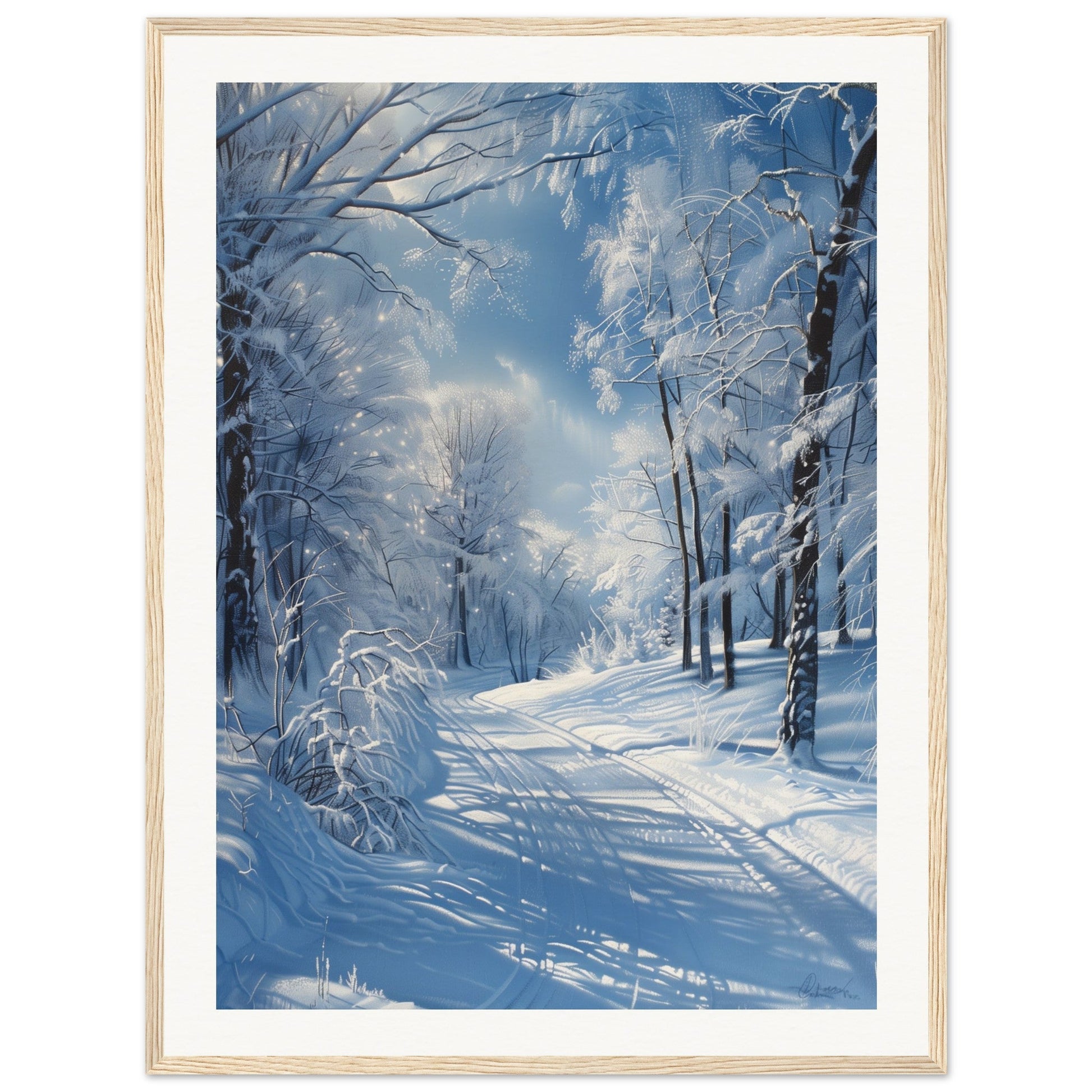 Poster Paysage de Neige ( 60x80-cm-Bois-clair)