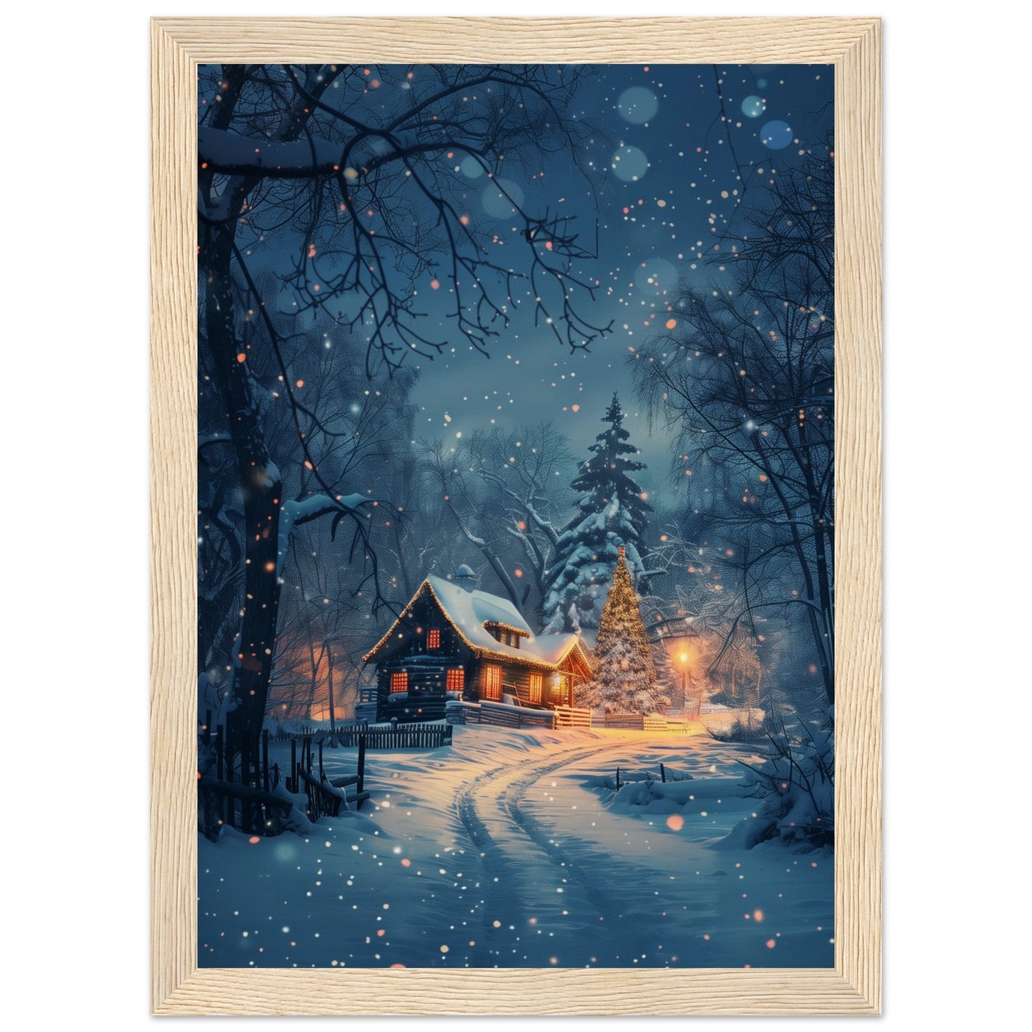 Poster Paysage de Noël ( 21x29.7-cm-Bois-clair)