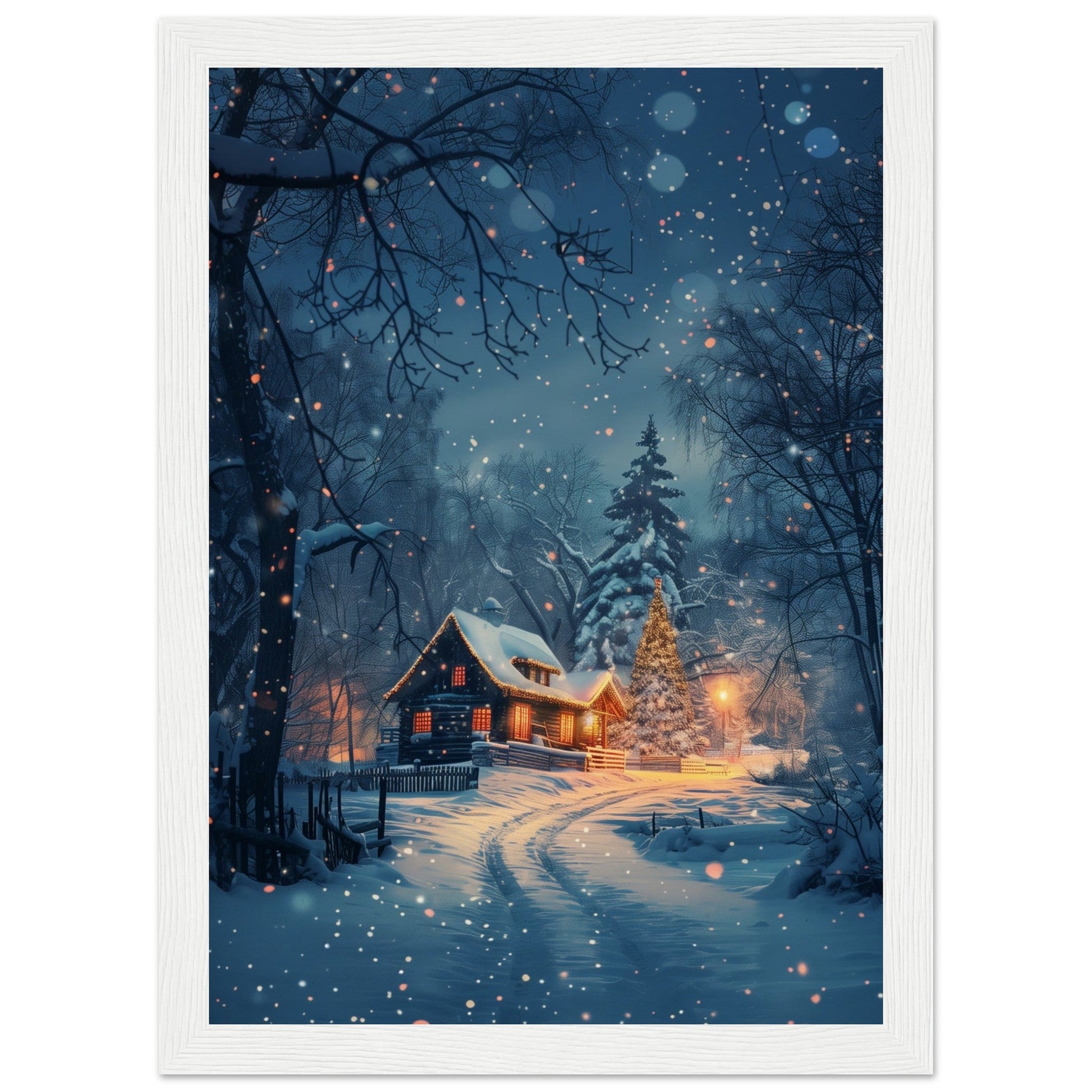 Poster Paysage de Noël ( 21x29.7-cm-Bois-blanc)