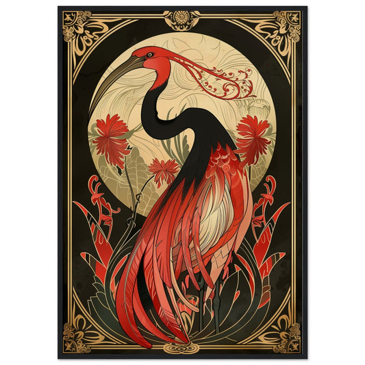 Poster Phénix Art Nouveau ( 70x100-cm-Bois-noir)