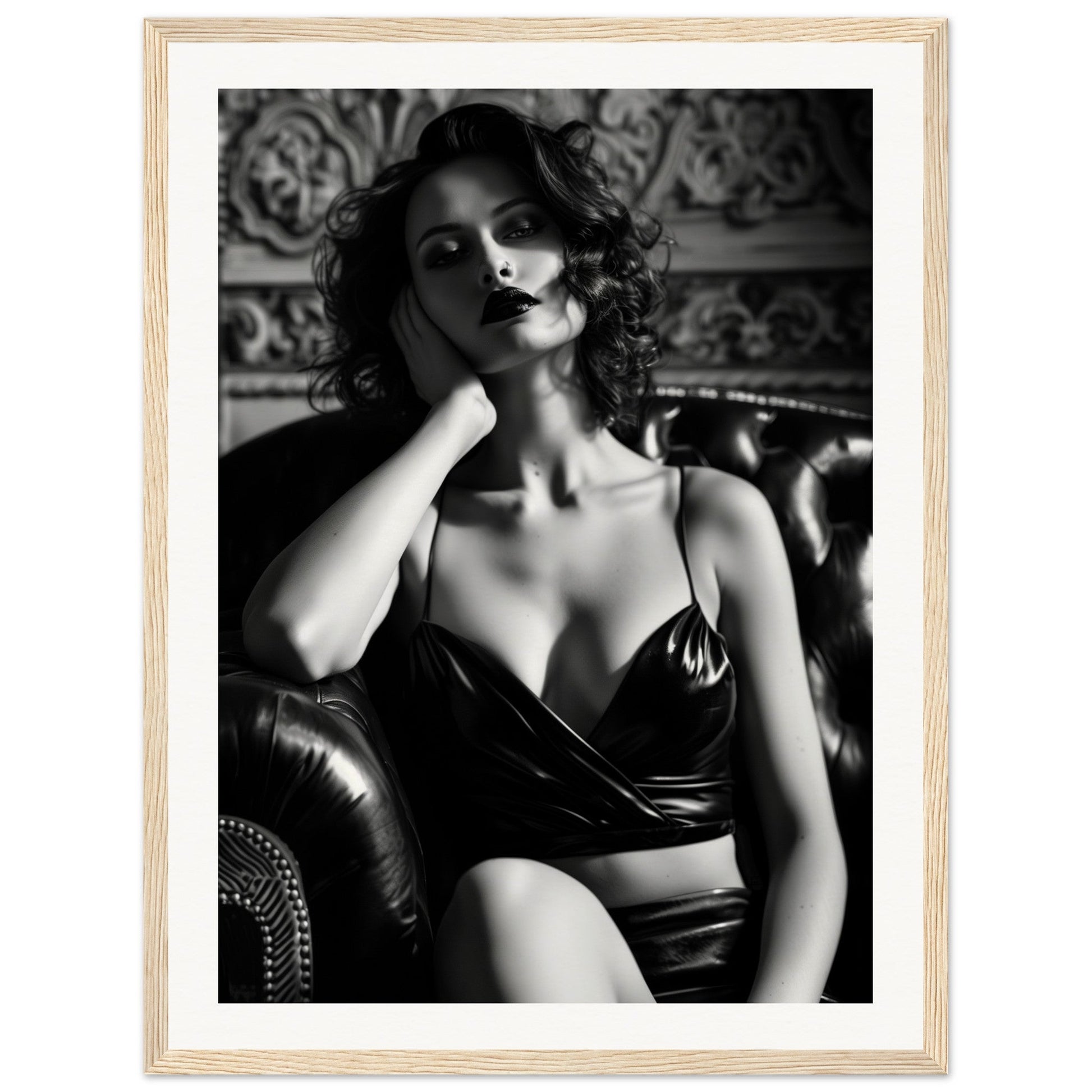 Poster Photo Art Noir et Blanc ( 45x60-cm-Bois-clair)