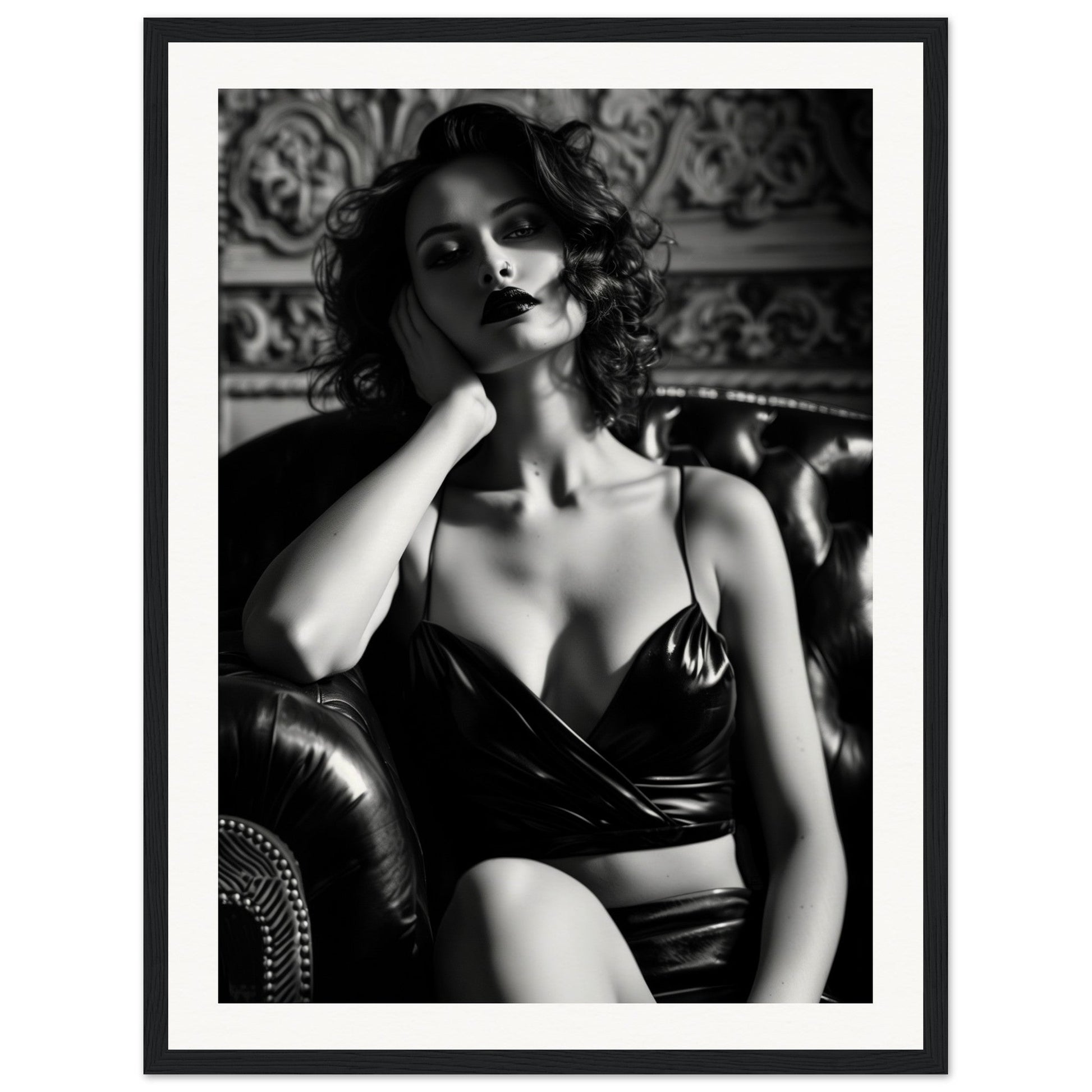 Poster Photo Art Noir et Blanc ( 45x60-cm-Bois-noir)