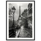 Poster Photo Paris Noir et Blanc ( 50x70-cm-Bois-noir)