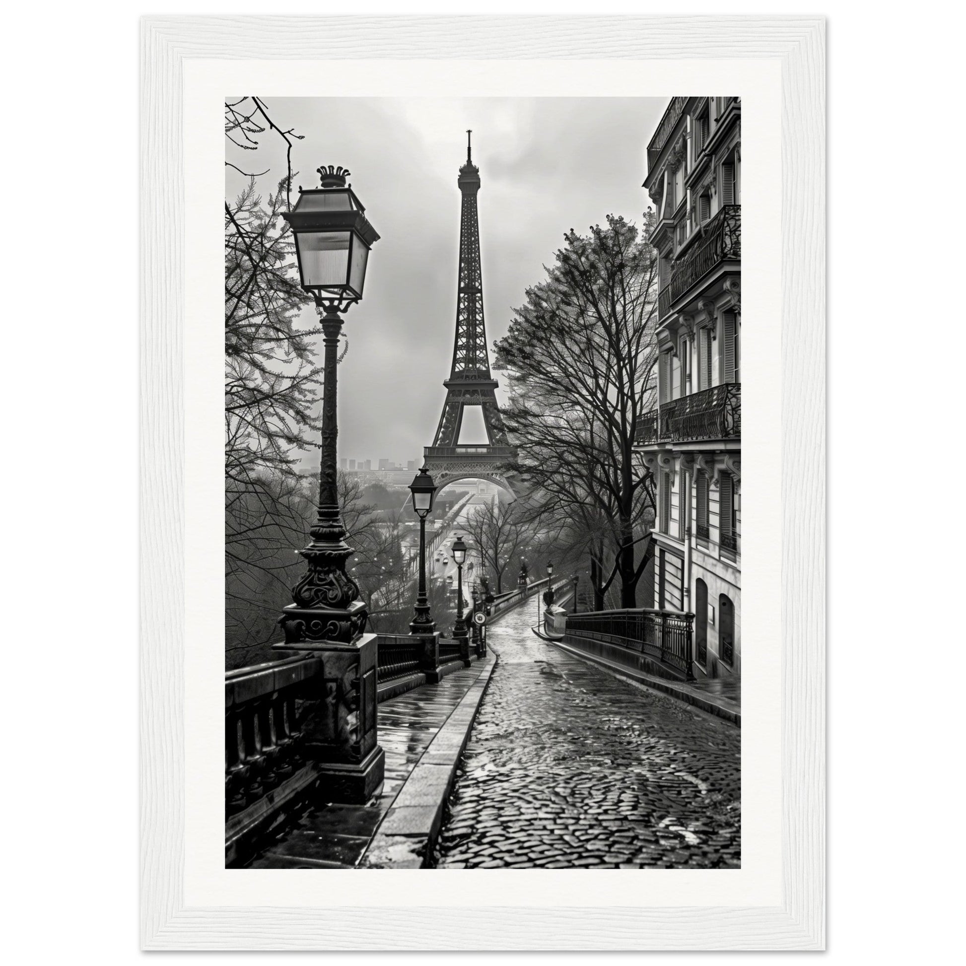 Poster Photo Paris Noir et Blanc ( 21x29.7-cm-Bois-blanc)