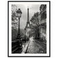 Poster Photo Paris Noir et Blanc ( 60x80-cm-Bois-noir)