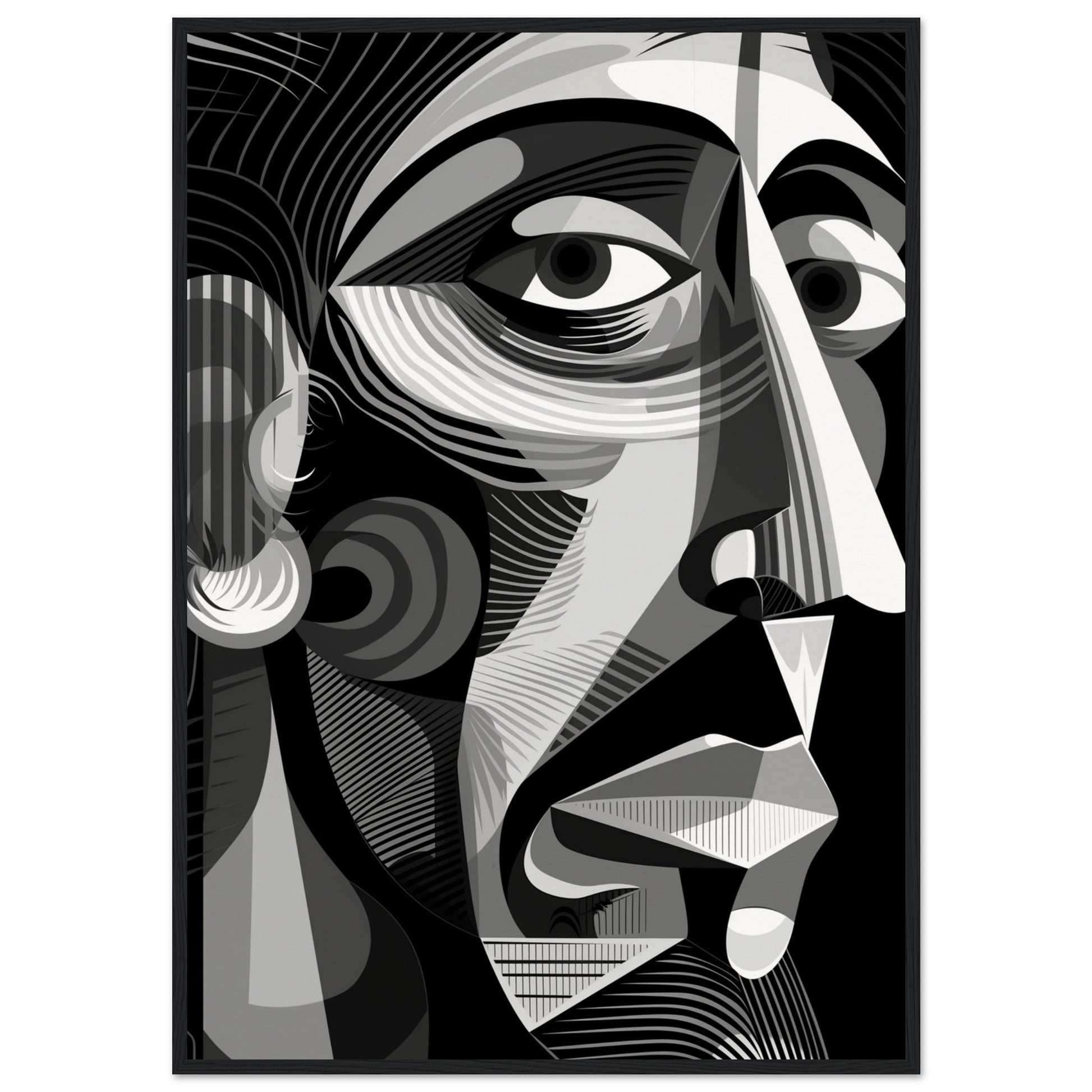 Poster Picasso Noir et Blanc ( 70x100-cm-Bois-noir)