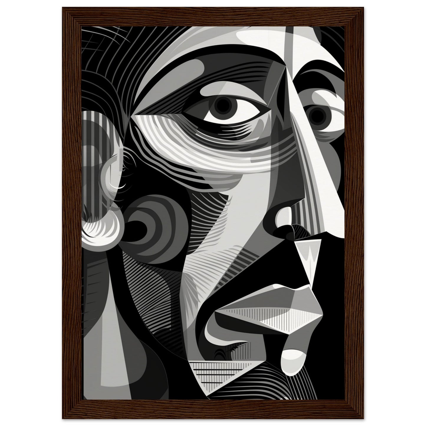 Poster Picasso Noir et Blanc ( 21x29.7-cm-Bois-foncé)