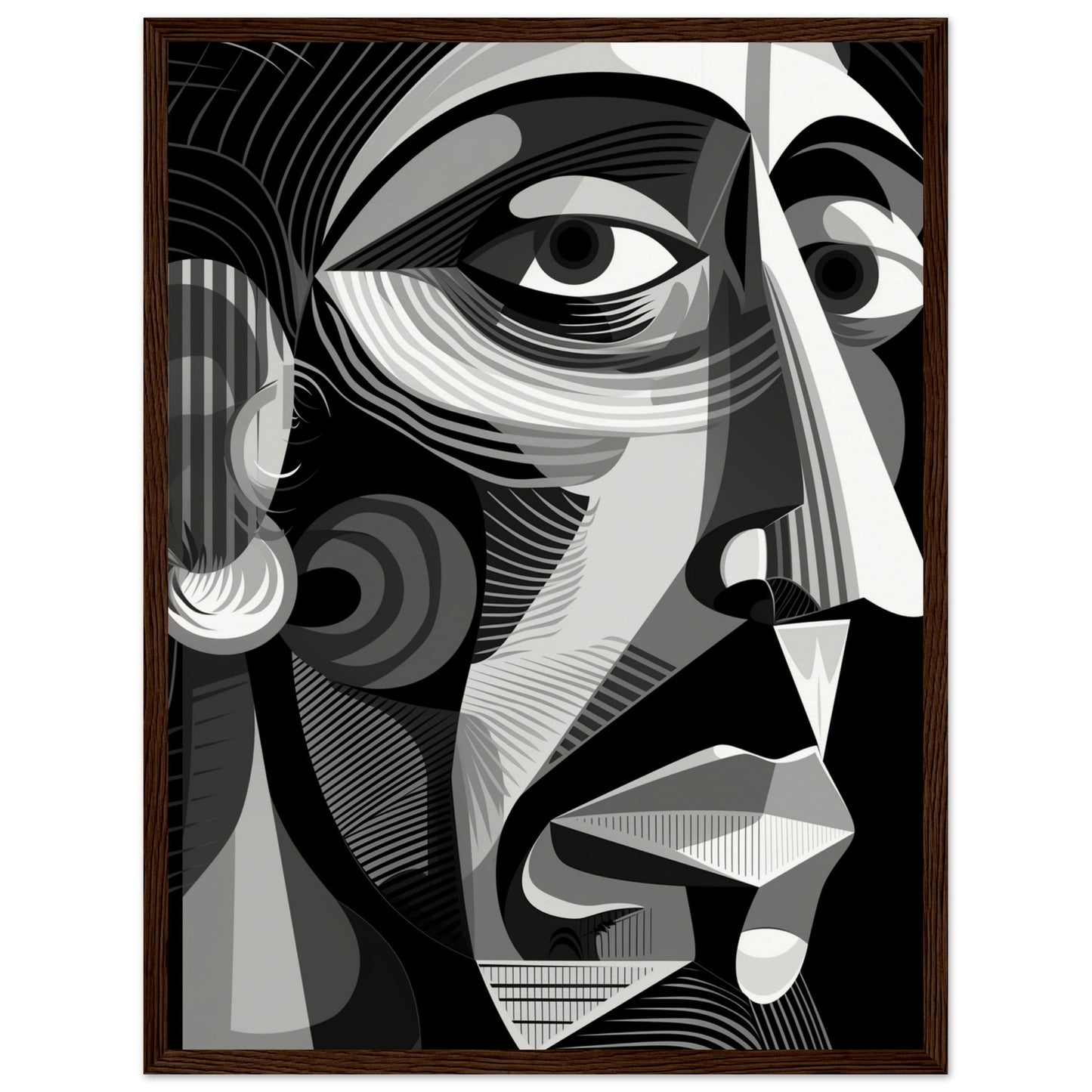 Poster Picasso Noir et Blanc ( 45x60-cm-Bois-foncé)