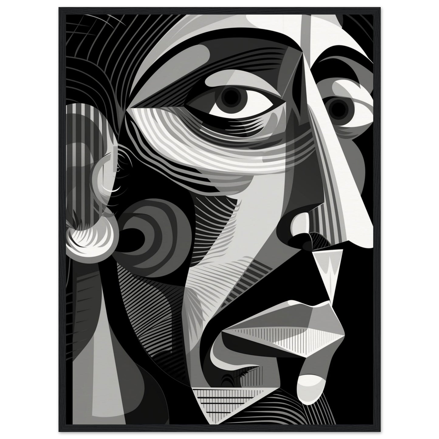 Poster Picasso Noir et Blanc ( 60x80-cm-Bois-noir)