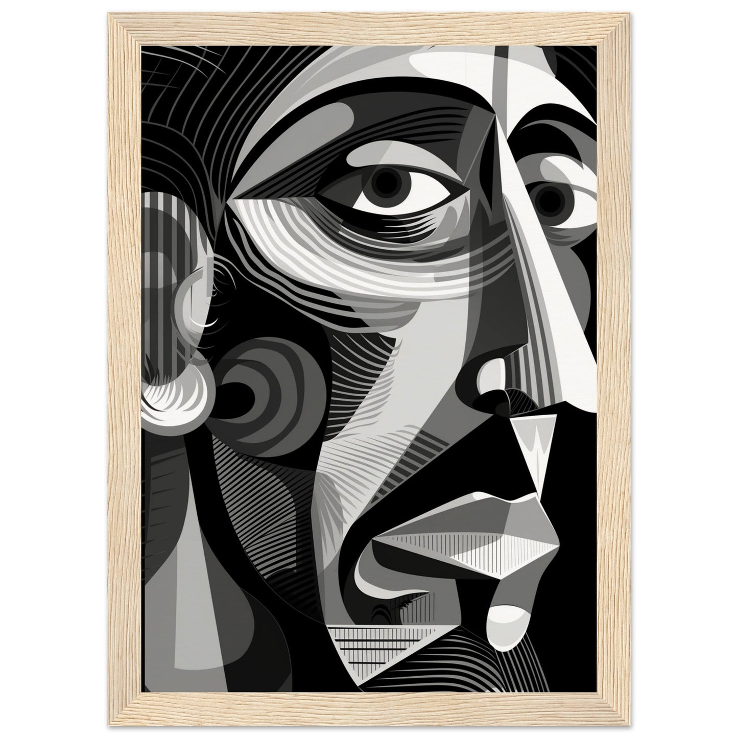 Poster Picasso Noir et Blanc ( 21x29.7-cm-Bois-clair)