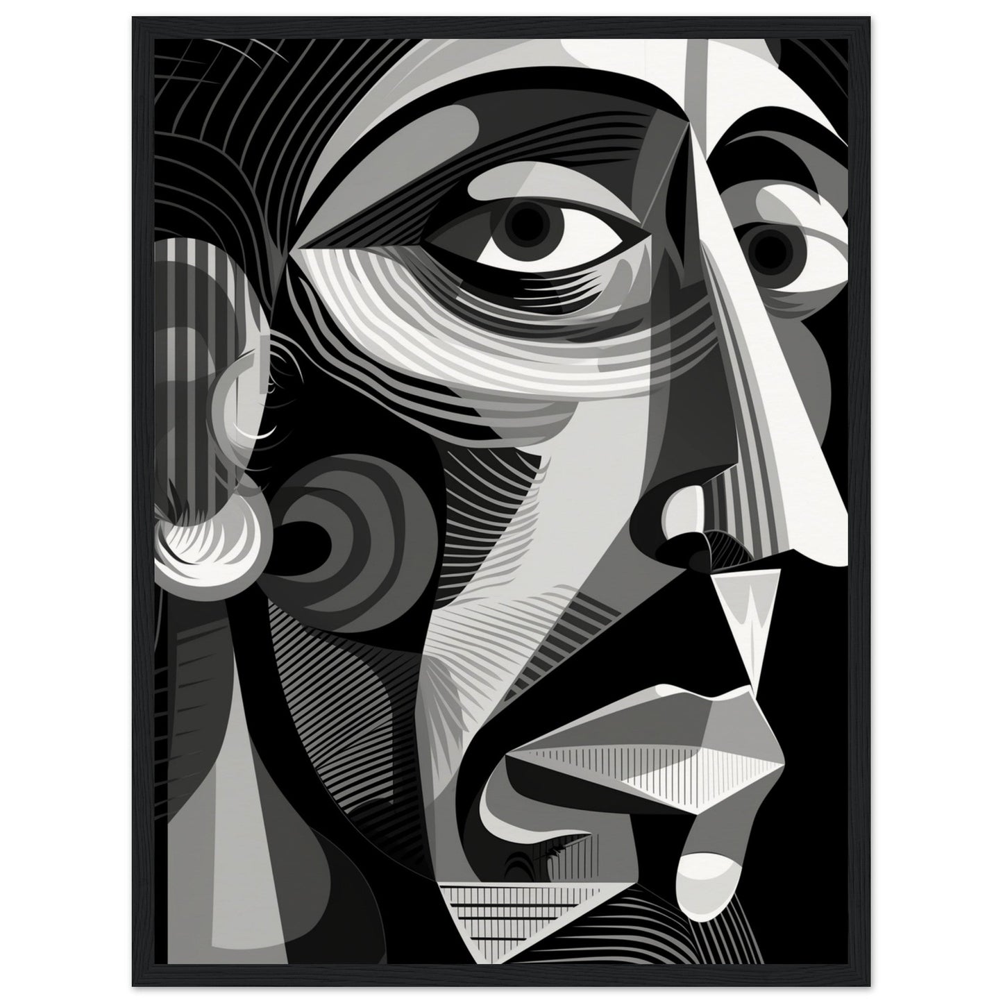 Poster Picasso Noir et Blanc ( 45x60-cm-Bois-noir)