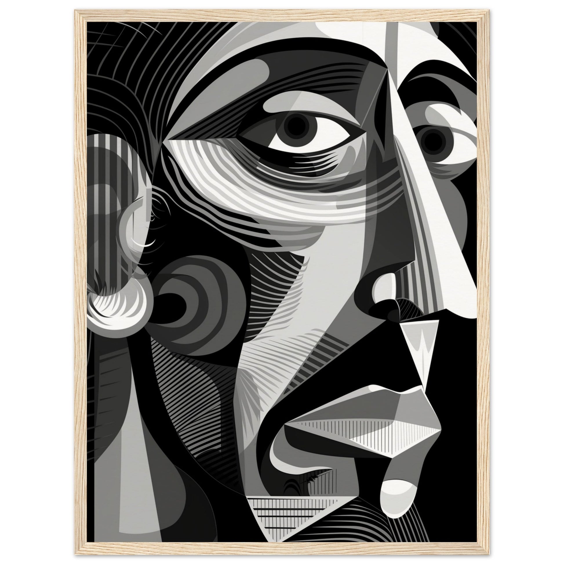 Poster Picasso Noir et Blanc ( 45x60-cm-Bois-clair)