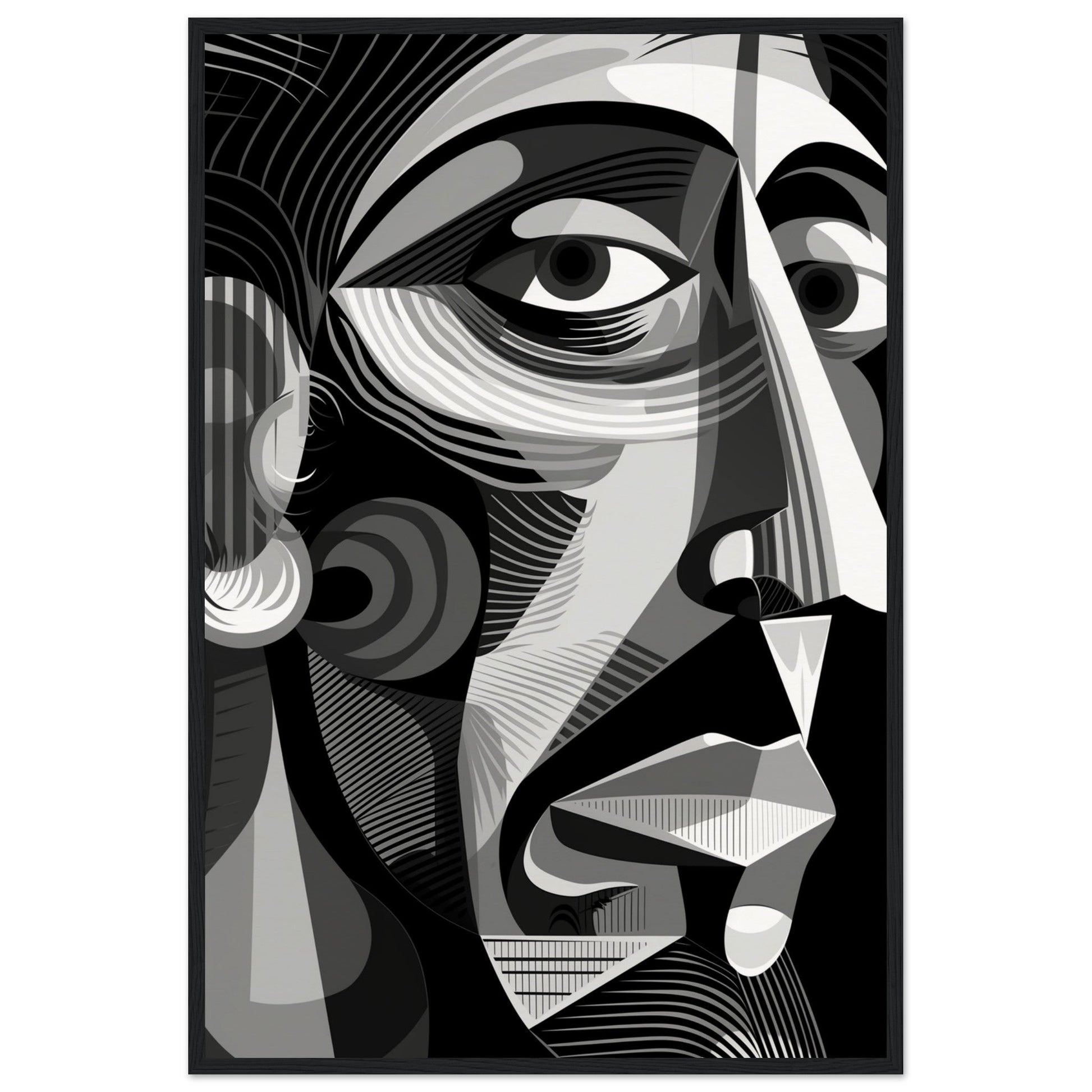 Poster Picasso Noir et Blanc ( 60x90-cm-Bois-noir)