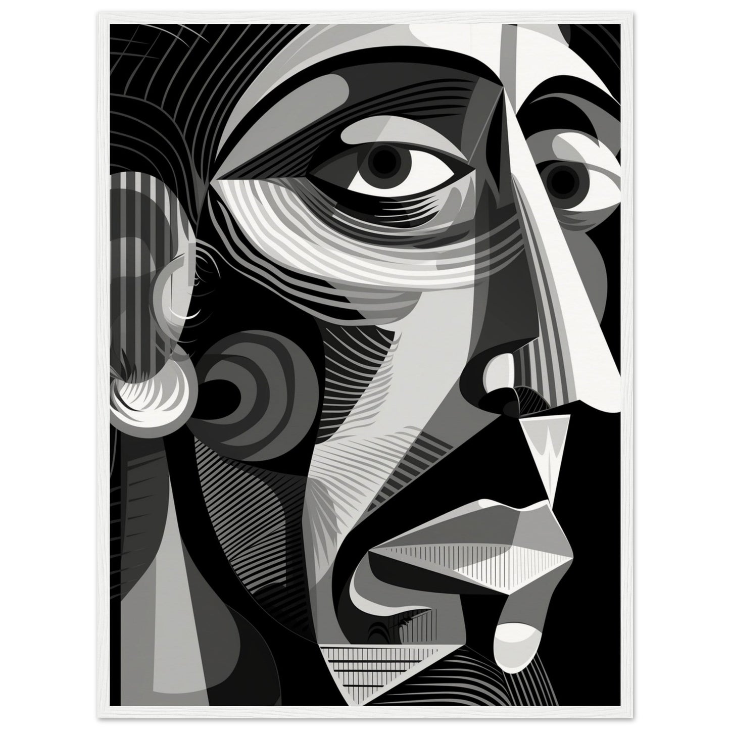 Poster Picasso Noir et Blanc ( 60x80-cm-Bois-blanc)