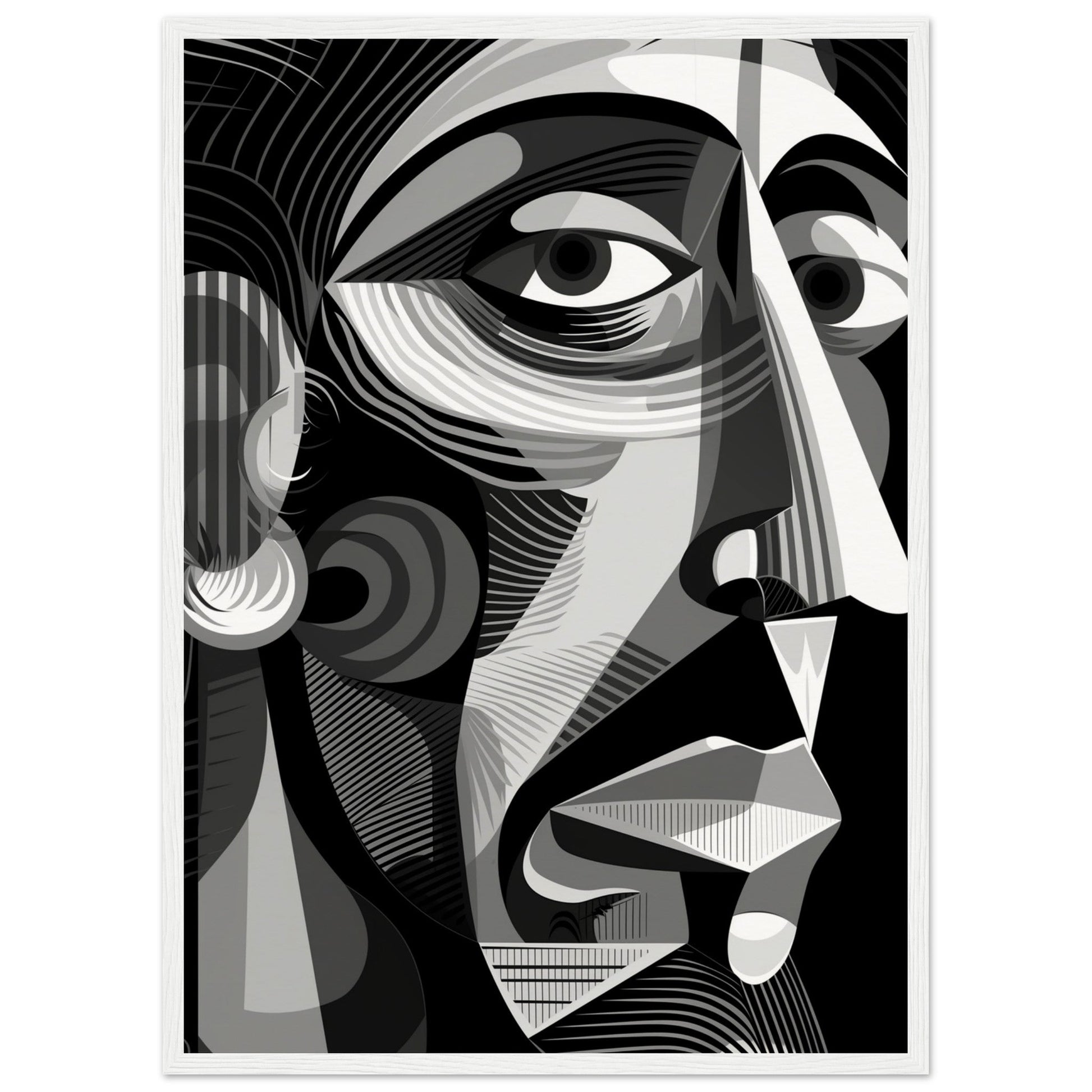 Poster Picasso Noir et Blanc ( 50x70-cm-Bois-blanc)