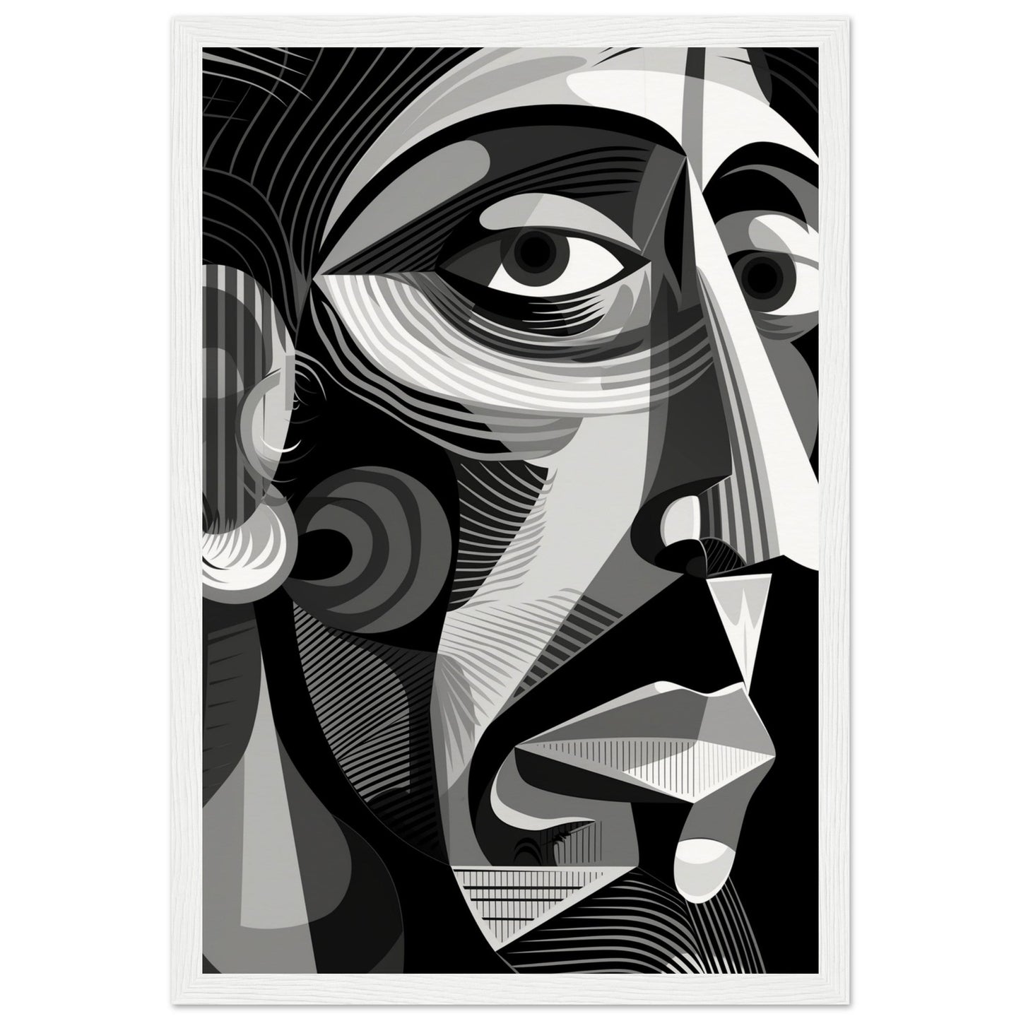 Poster Picasso Noir et Blanc ( 30x45-cm-Bois-blanc)