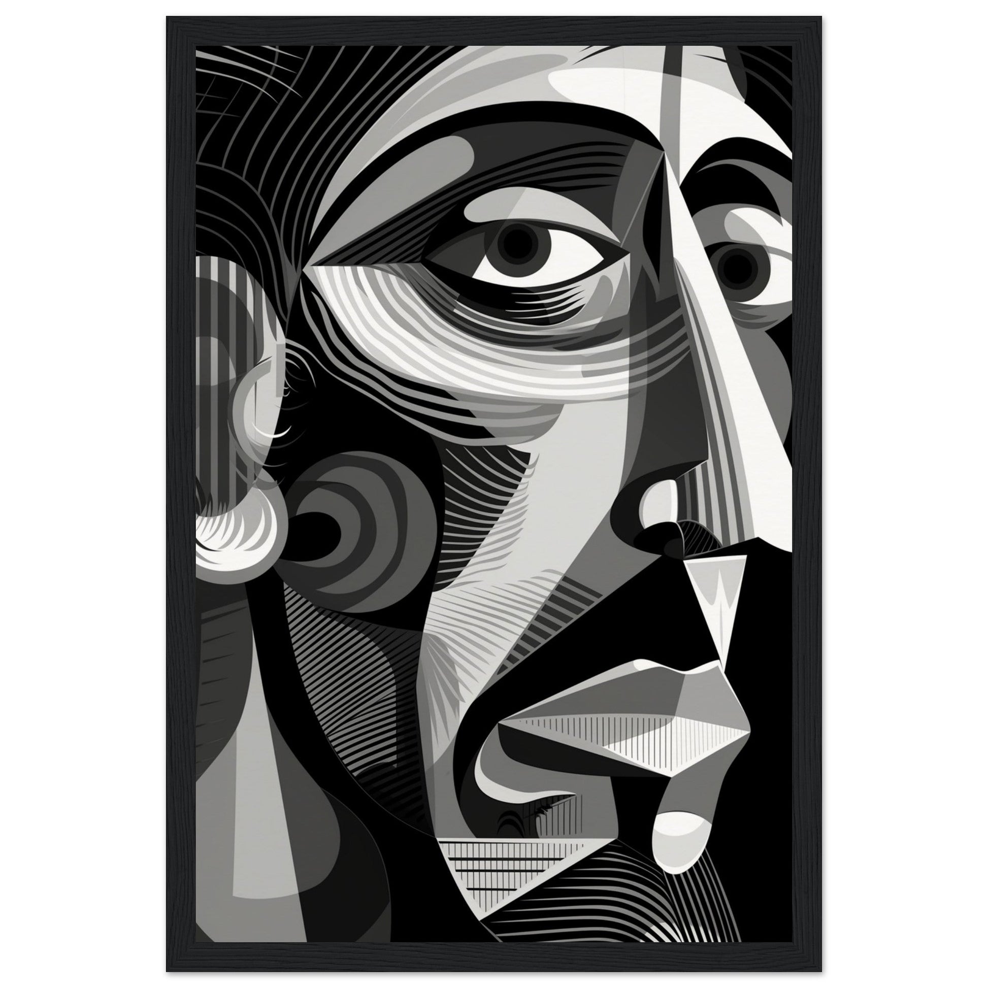 Poster Picasso Noir et Blanc ( 30x45-cm-Bois-noir)