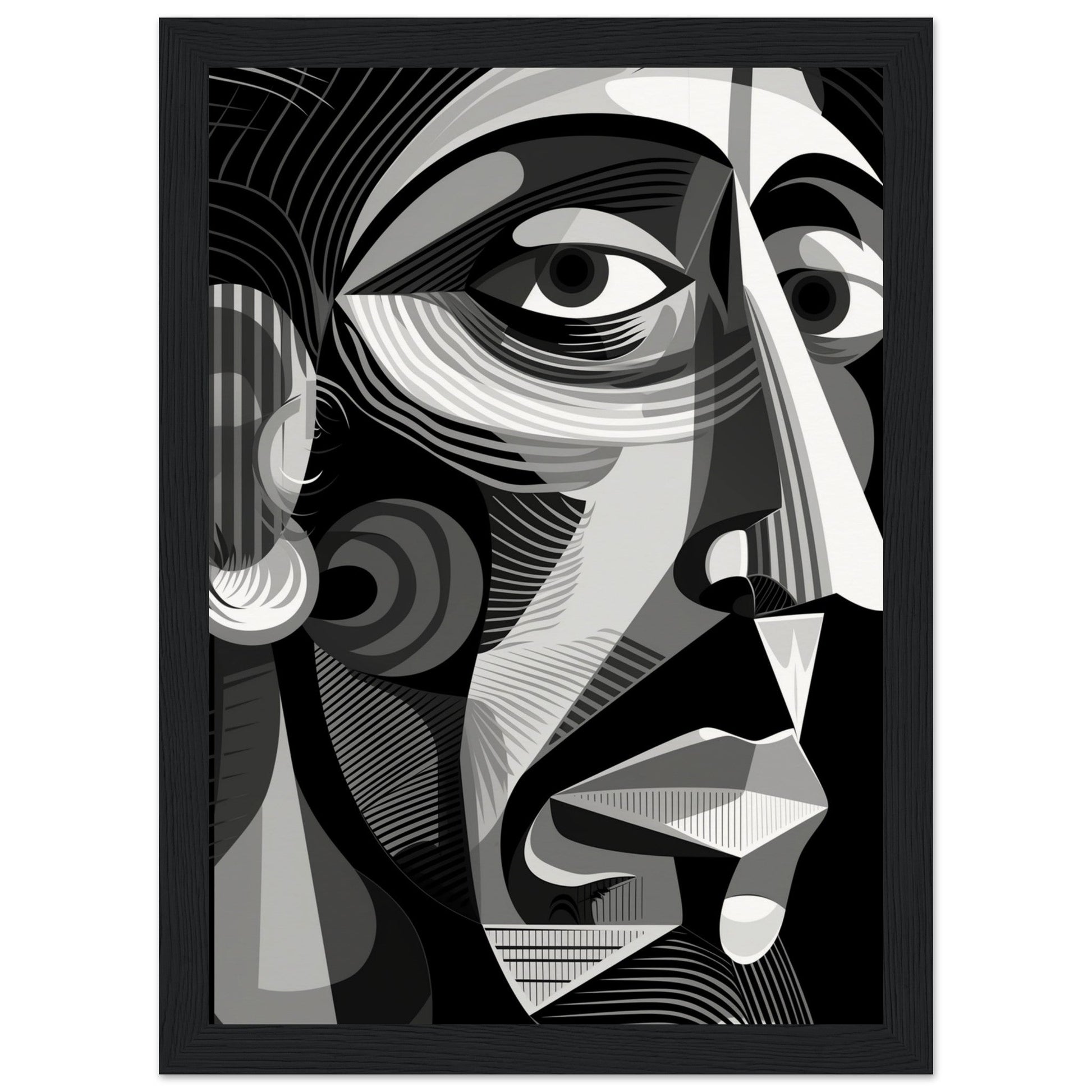 Poster Picasso Noir et Blanc ( 21x29.7-cm-Bois-noir)