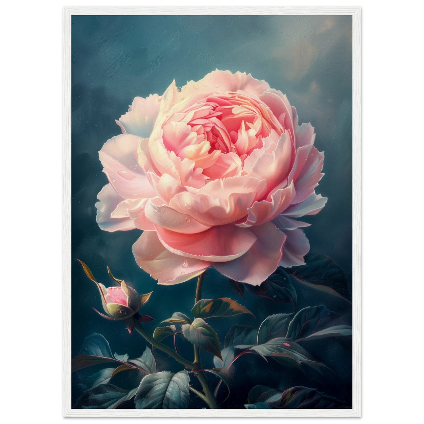 Poster Pivoine Rose ( 50x70-cm-Bois-blanc)