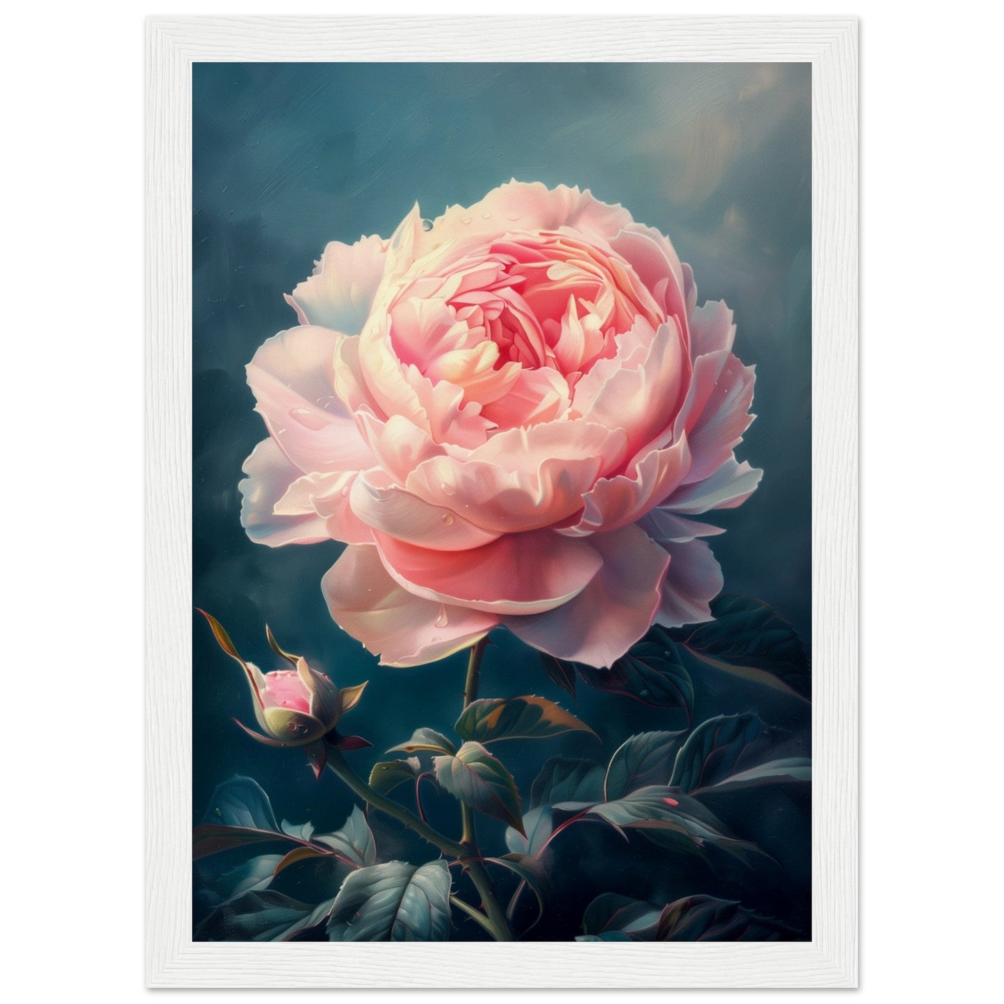 Poster Pivoine Rose ( 21x29.7-cm-Bois-blanc)