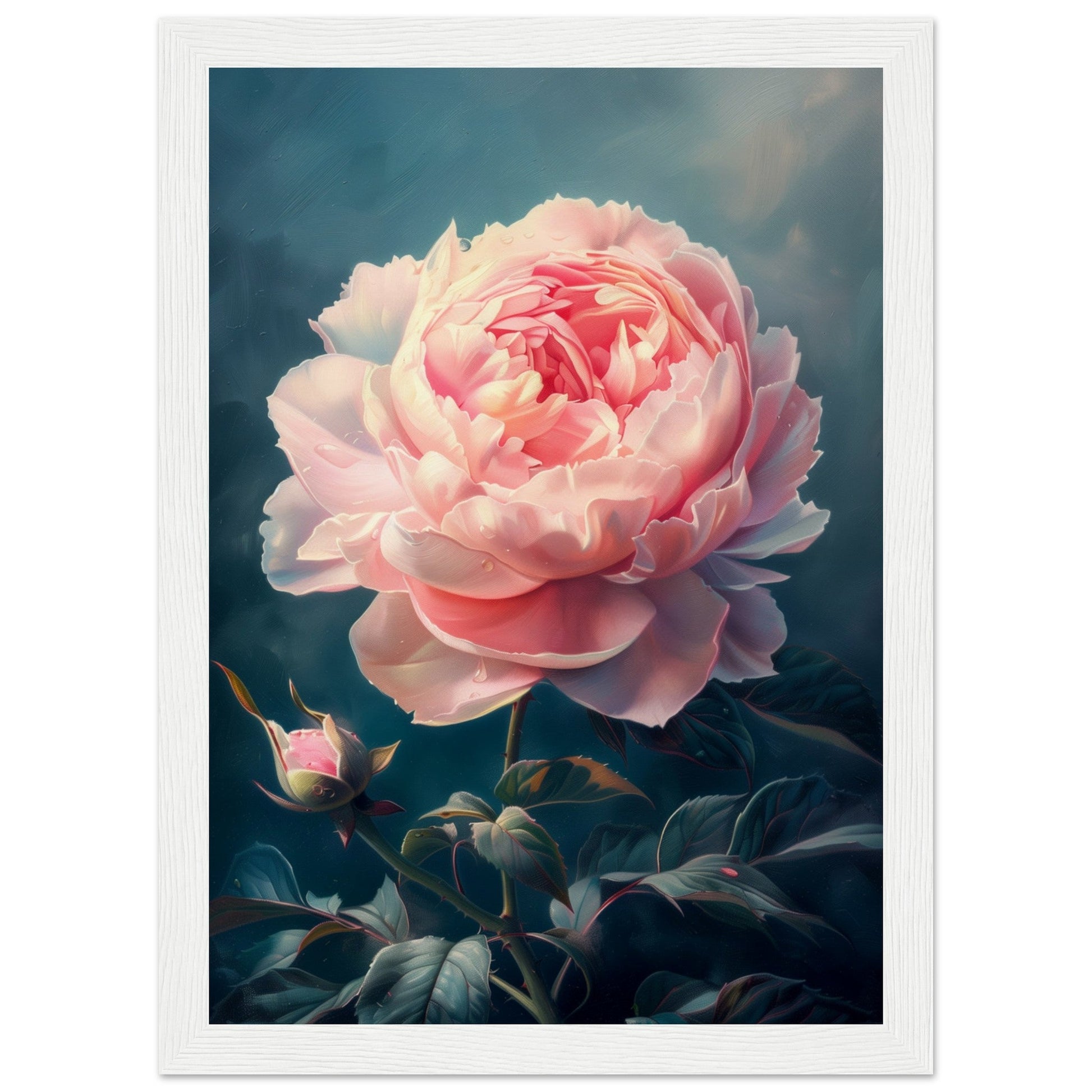 Poster Pivoine Rose ( 21x29.7-cm-Bois-blanc)