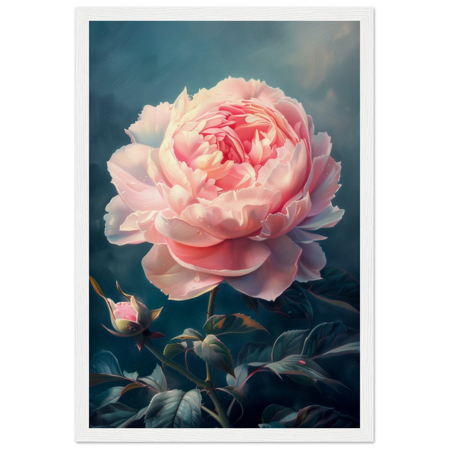 Poster Pivoine Rose ( 30x45-cm-Bois-blanc)