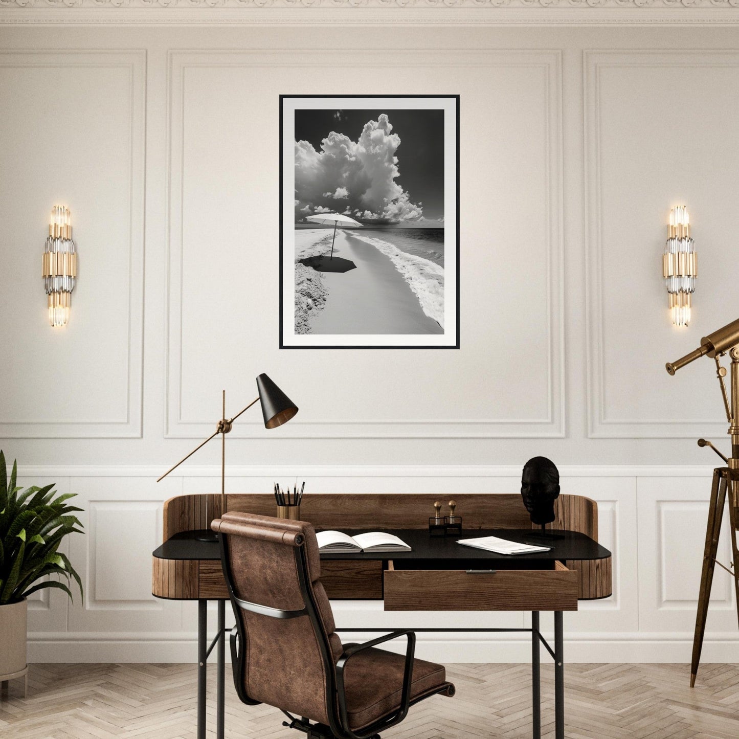 Poster Plage Noir et Blanc ( )