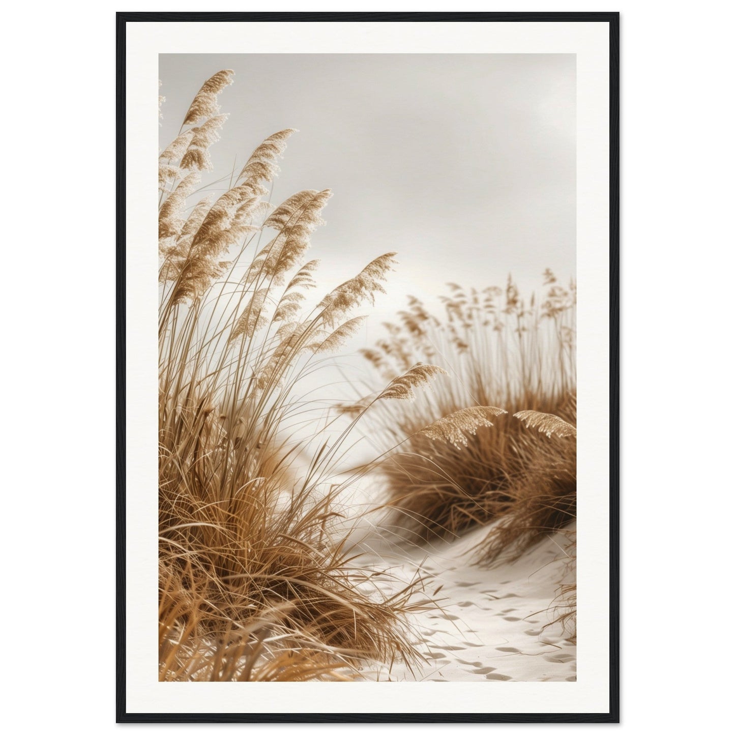 Poster Plage Zen ( 70x100-cm-Bois-noir)