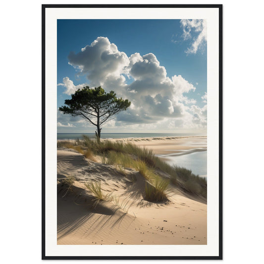 Poster Plage ( 70x100-cm-Bois-noir)