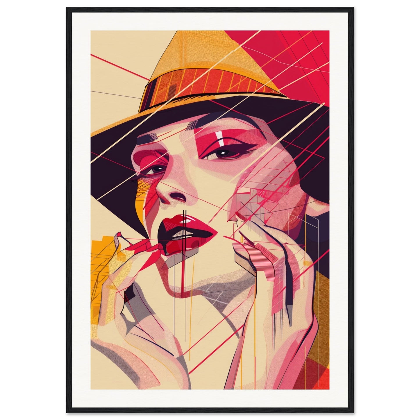 Poster Pop Art Géométrique ( 70x100-cm-Bois-noir)