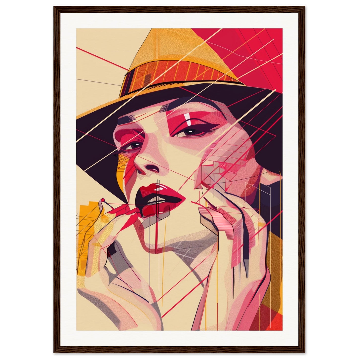 Poster Pop Art Géométrique ( 50x70-cm-Bois-foncé)