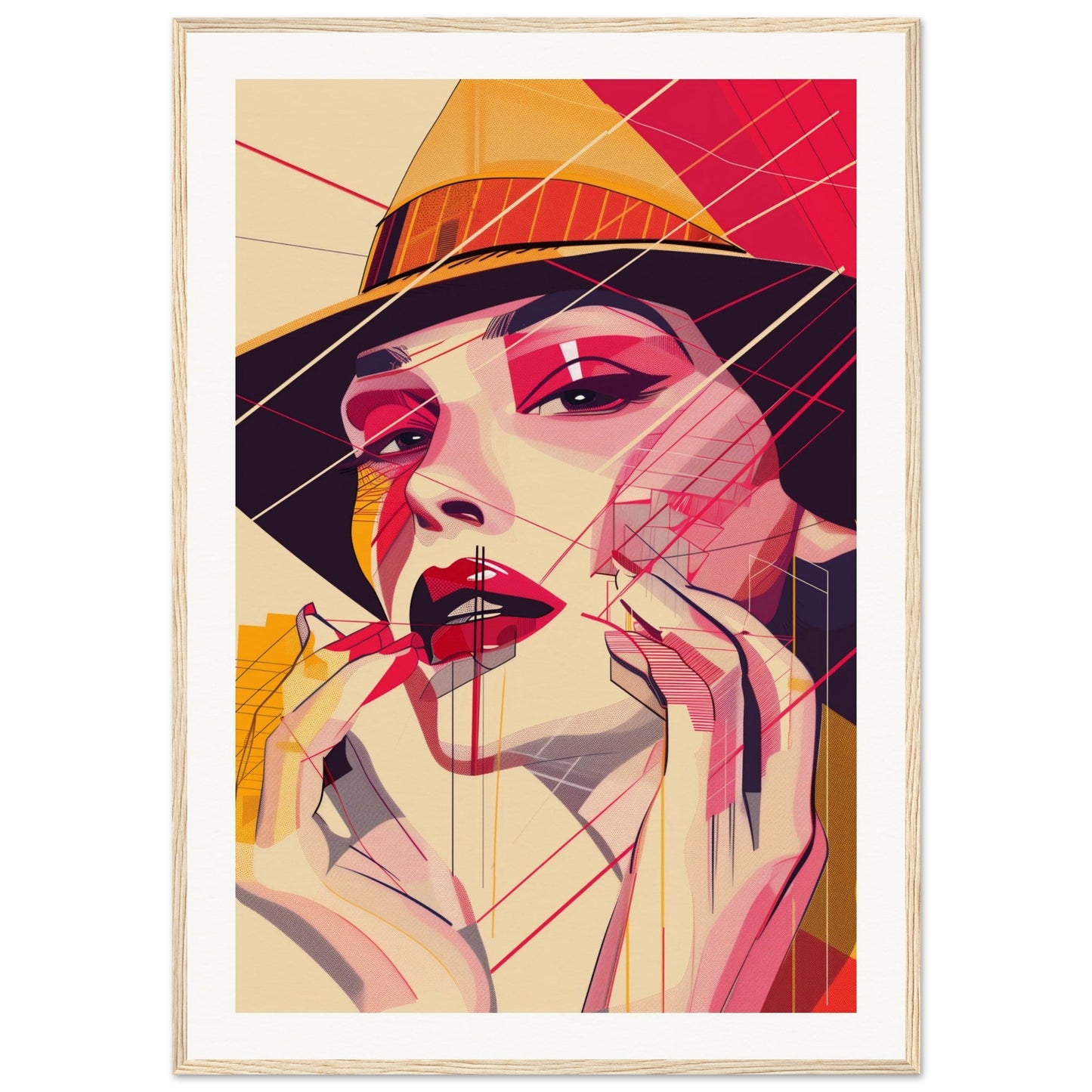 Poster Pop Art Géométrique ( 70x100-cm-Bois-clair)