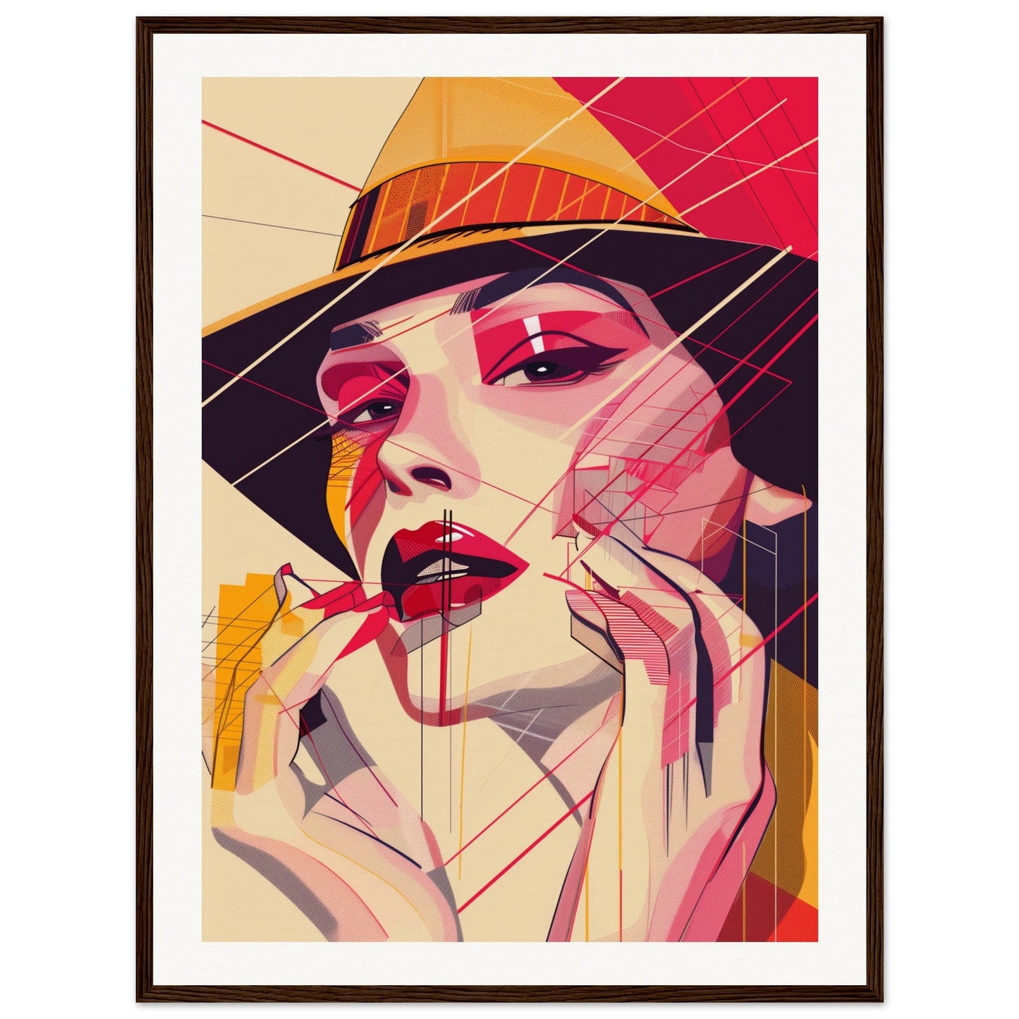 Poster Pop Art Géométrique ( 60x80-cm-Bois-foncé)