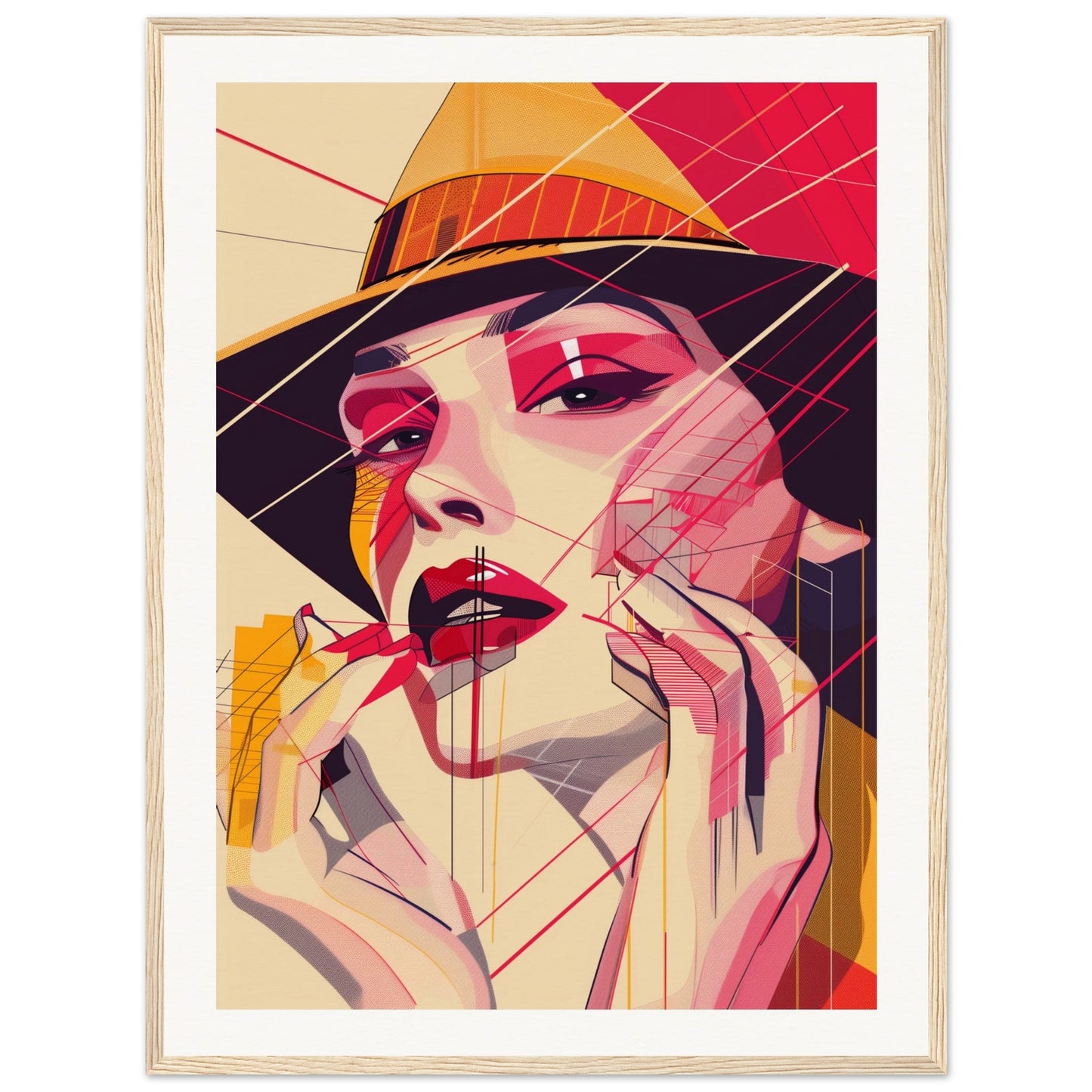 Poster Pop Art Géométrique ( 60x80-cm-Bois-clair)