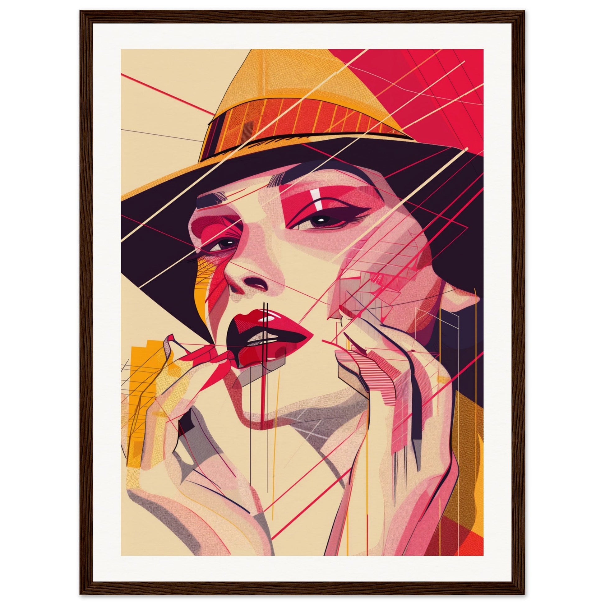 Poster Pop Art Géométrique ( 45x60-cm-Bois-foncé)