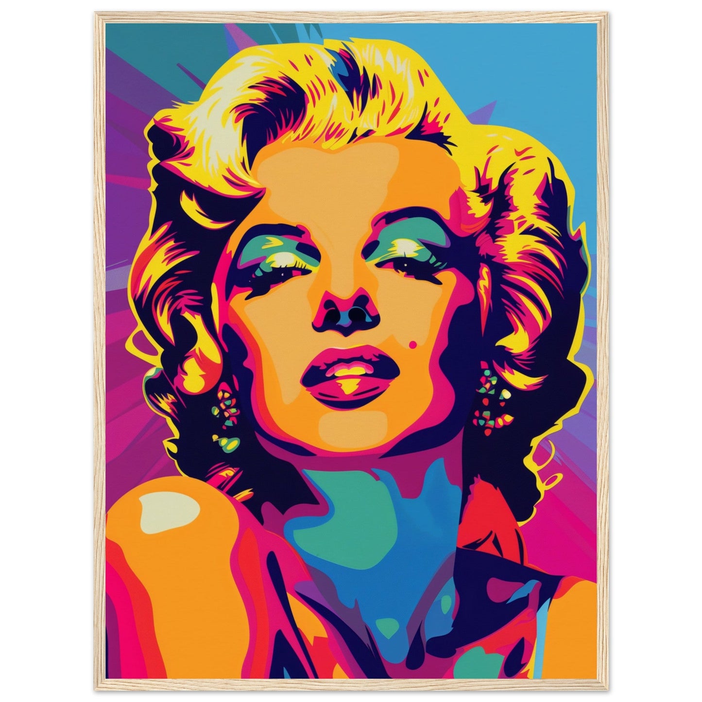 Poster Pop Art Marilyn Monroe ( 60x80-cm-Bois-clair)