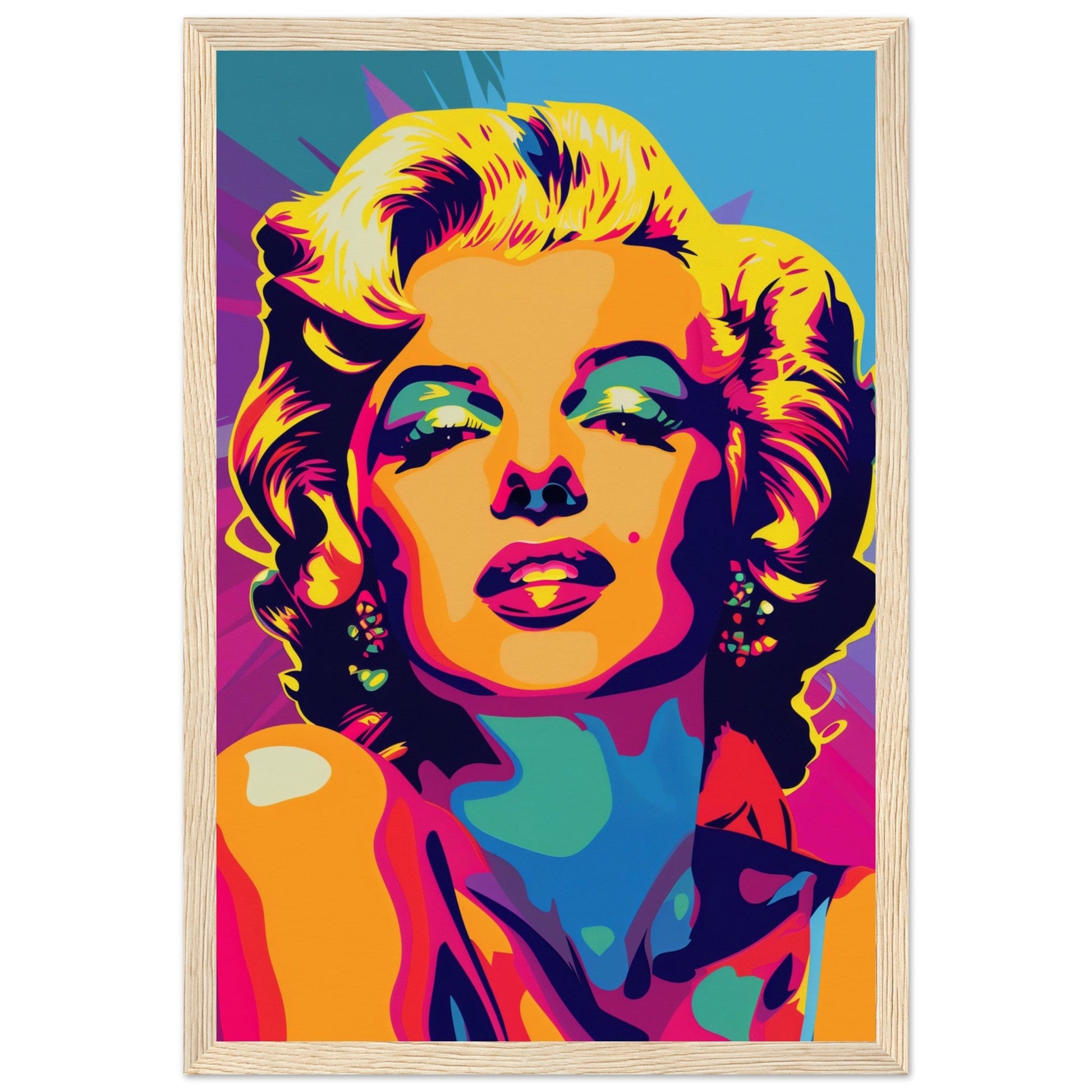 Poster Pop Art Marilyn Monroe ( 30x45-cm-Bois-clair)