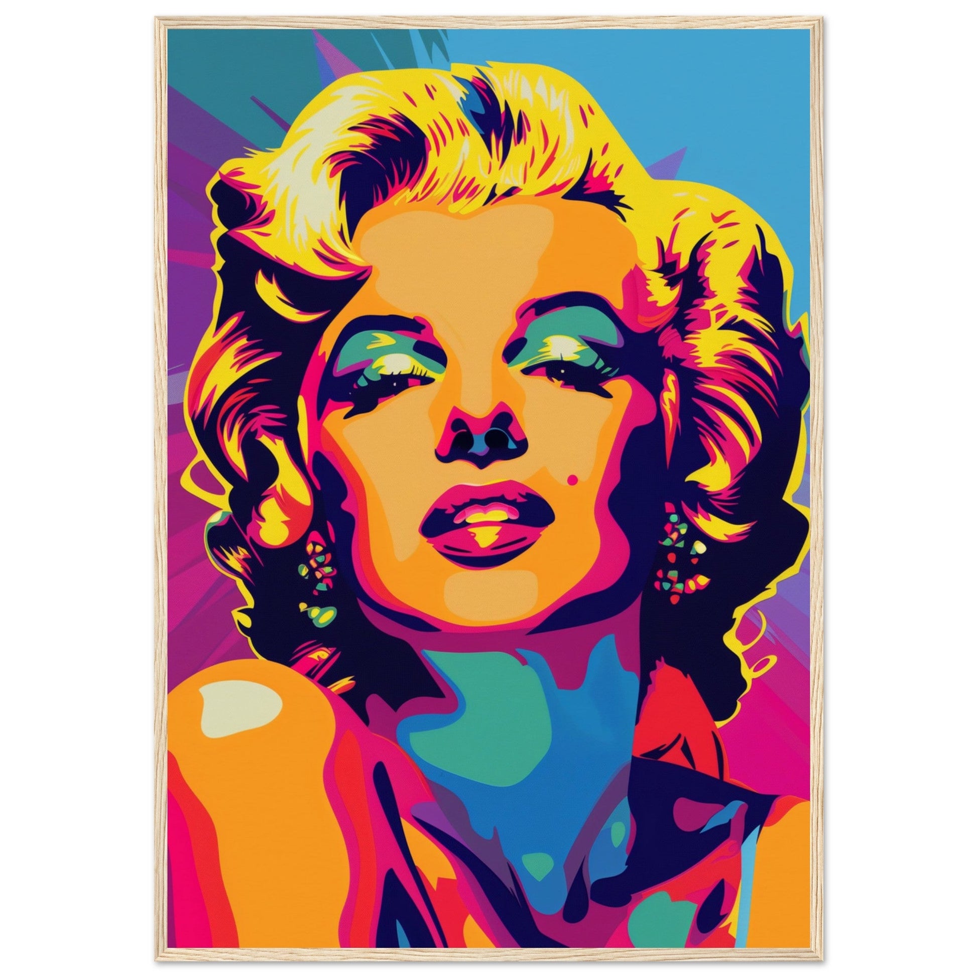 Poster Pop Art Marilyn Monroe ( 70x100-cm-Bois-clair)