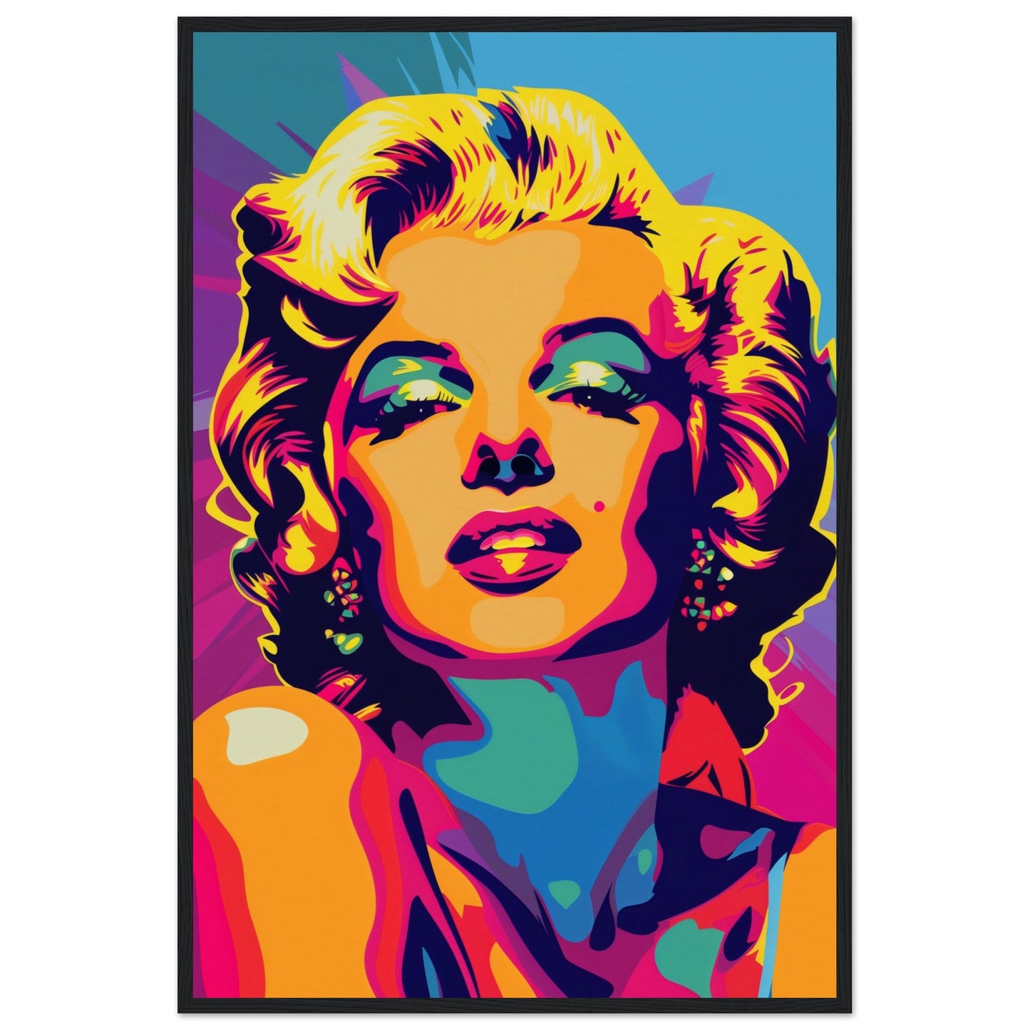 Poster Pop Art Marilyn Monroe ( 60x90-cm-Bois-noir)