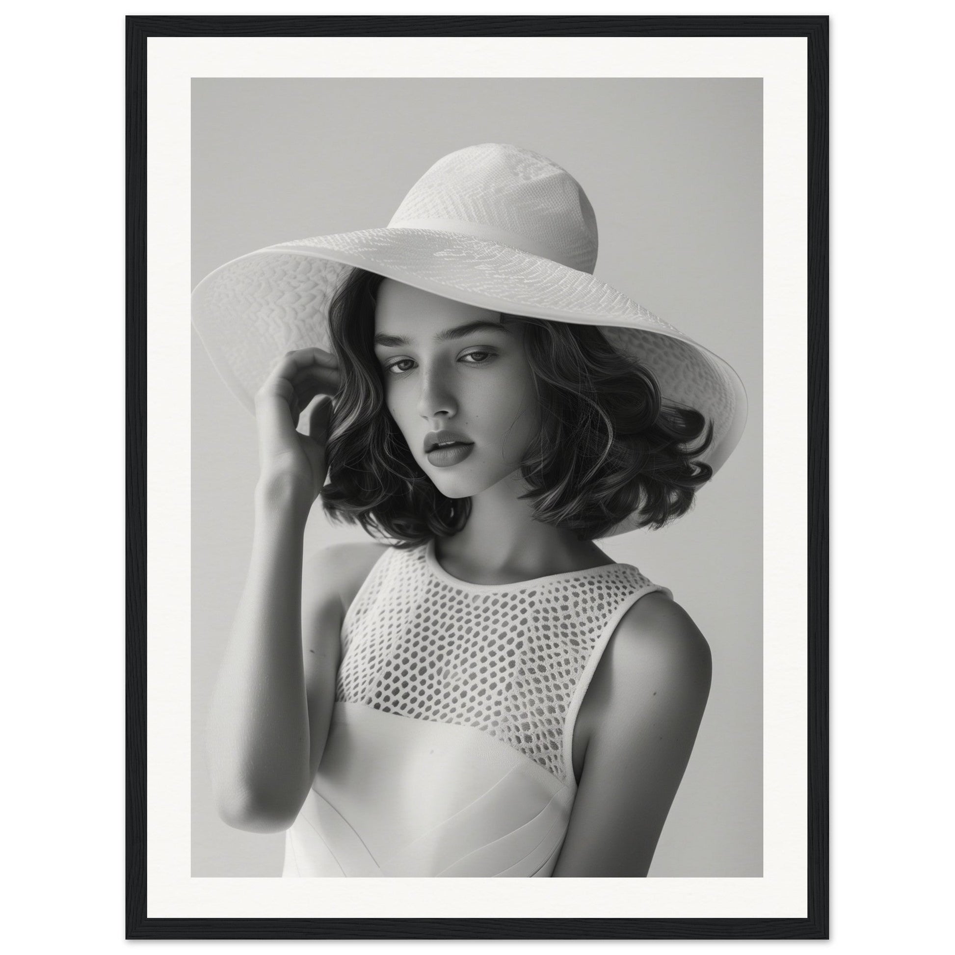 Poster Portrait Old Money Noir et Blanc ( 45x60-cm-Bois-noir)